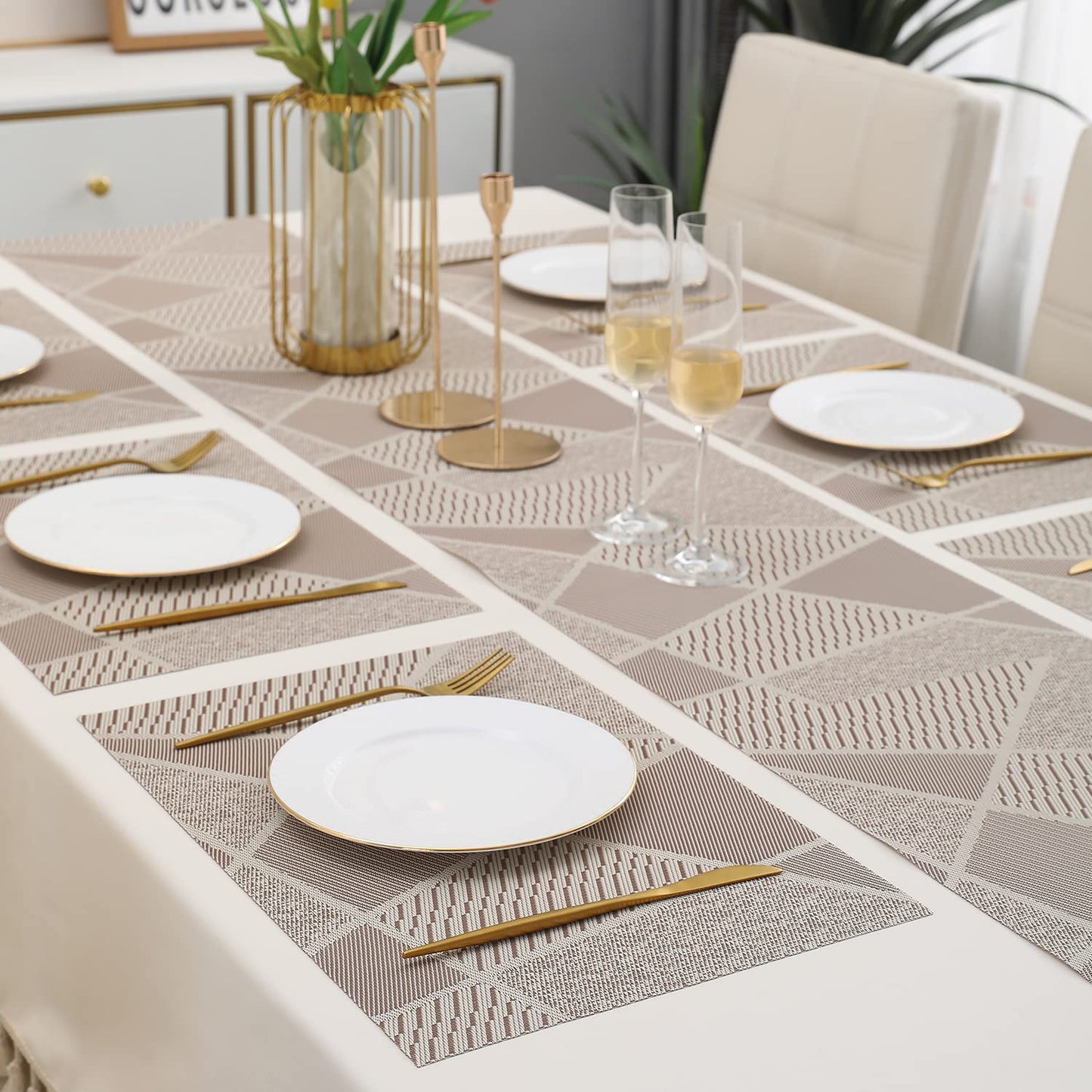 PVC Dining Table Mats, Abstract Beige