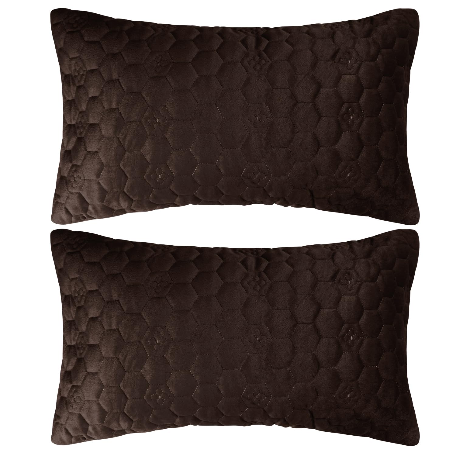 Buy Cute Coffee Brown colour Zippered Hexagonal Texture Velvet Cushion Covers