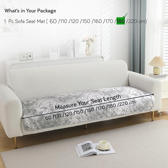 HOKIPO Quilted, Waterproof and Anti-Slip Sofa Cover Mat, Motifs Cloud Grey