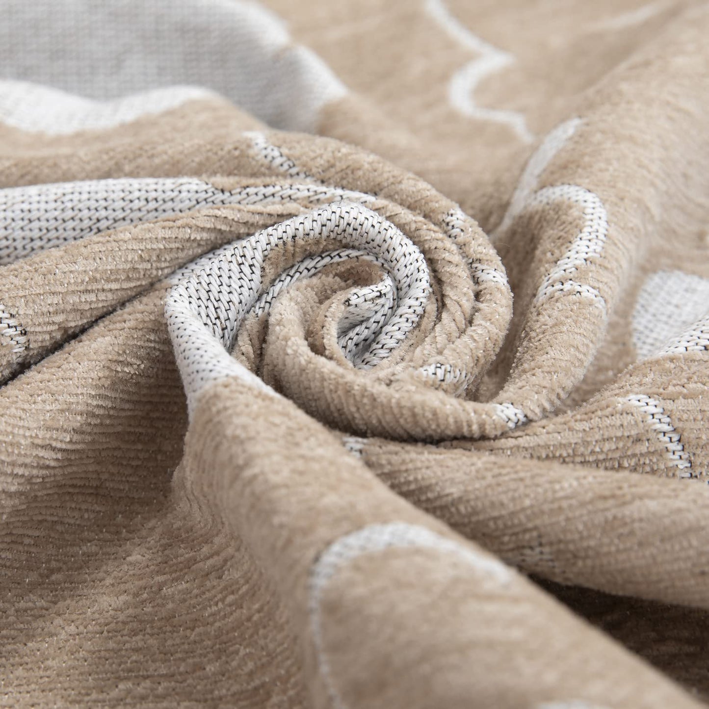 Beige Floral, Thick, Soft and Pet Friendly Chenille Sofa Cover Throw