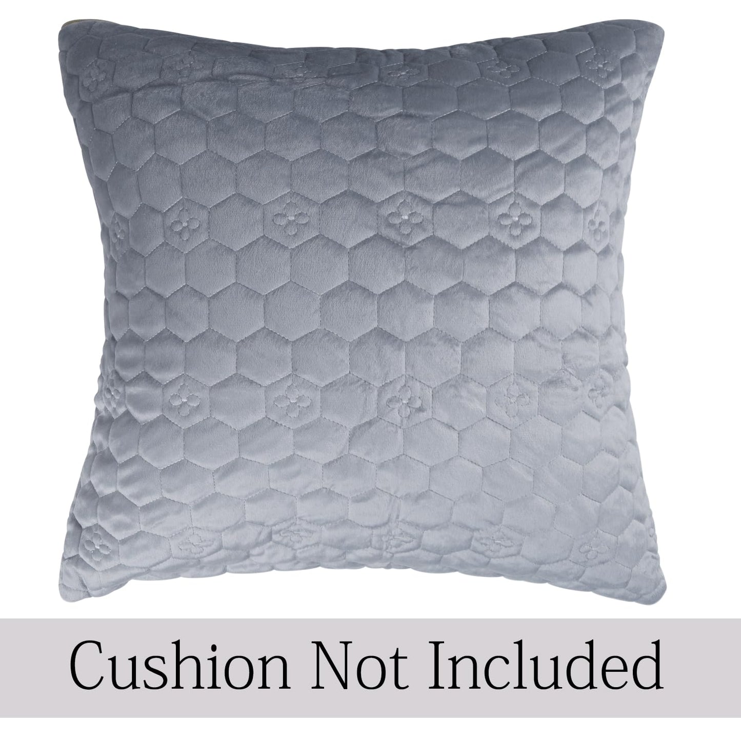 Buy Light Grey Colour Premium Zippered Hexagonal Texture Velvet Cushion Covers | Square Pillows