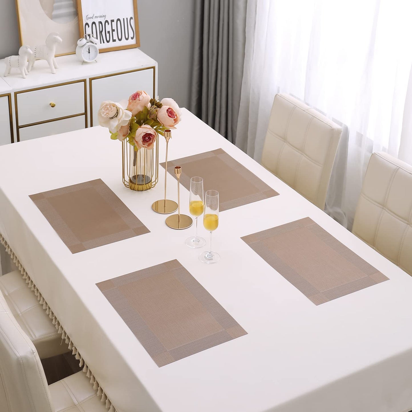 PVC Dining Table Mats, Copper Brown