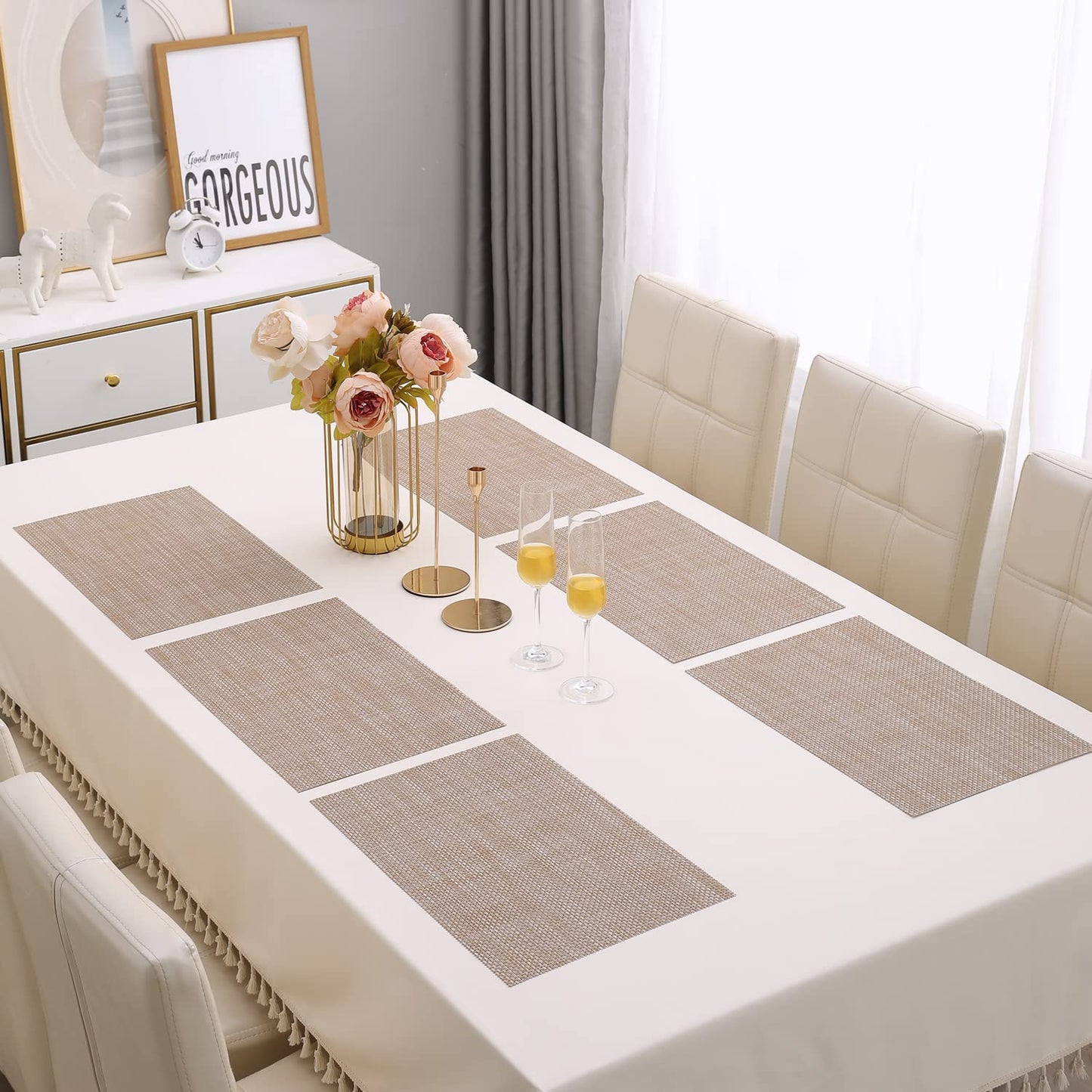 PVC Dining Table Mats, Beige
