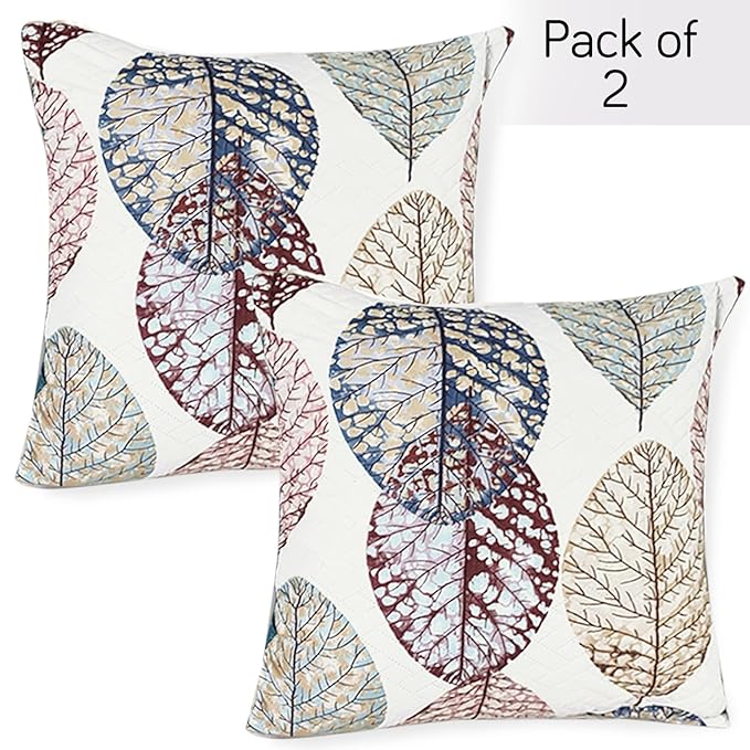 HOKIPO Quilted Sofa Cover Seat Mat for 1/2/3 Seater and Cushion Cover, Multicolor Linden Leaf