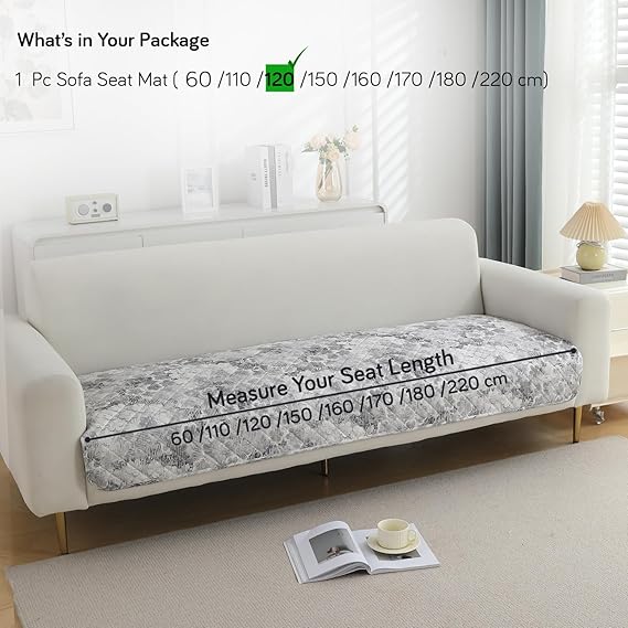 Quilted, Waterproof and Anti-Slip Sofa Cover Mat, Abstract Pale Grey