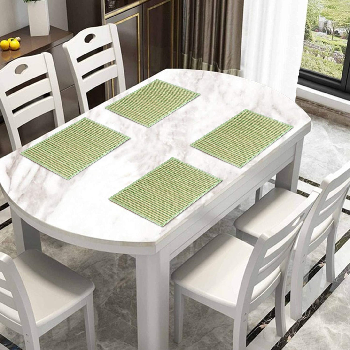 Heat Resistant Bamboo Dinner Mats, Green
