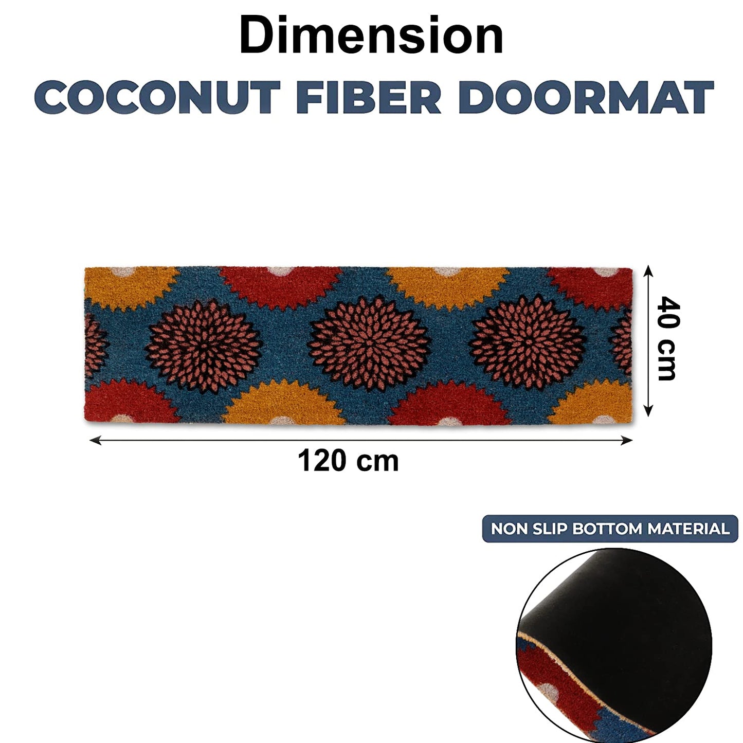 Coir Entrance Door Mat with Anti-Slip PVC Backing