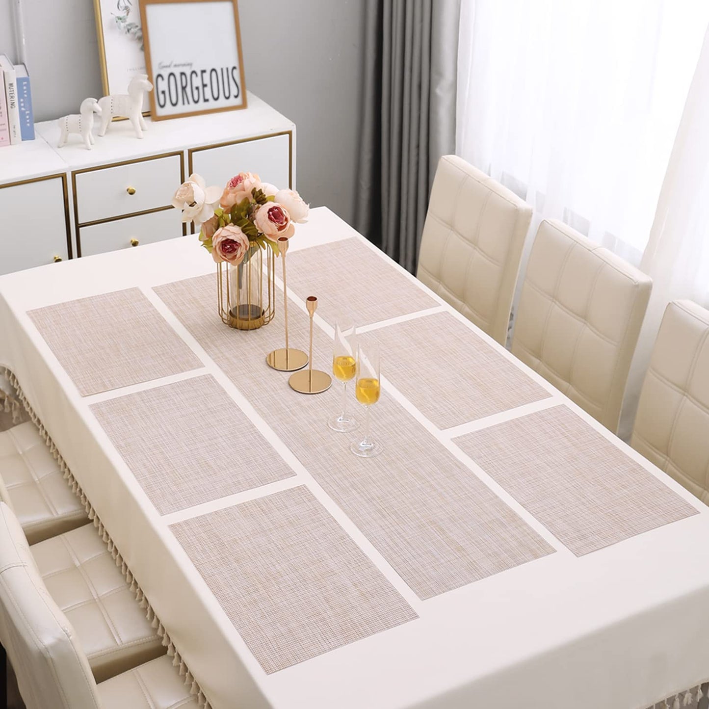 PVC Dining Table Mats, Beige