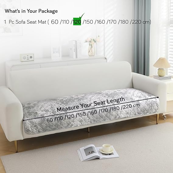 HOKIPO Quilted, Waterproof and Anti-Slip Sofa Cover Mat, Motifs Cloud Grey