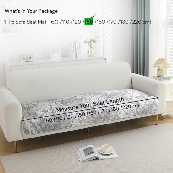 HOKIPO Quilted, Waterproof and Anti-Slip Sofa Cover Mat, Motifs Cloud Grey