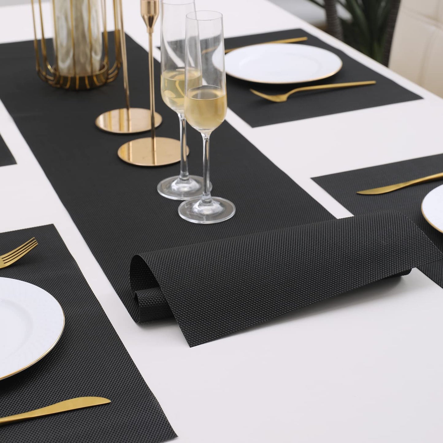 PVC Dining Table Mats, Jet Black