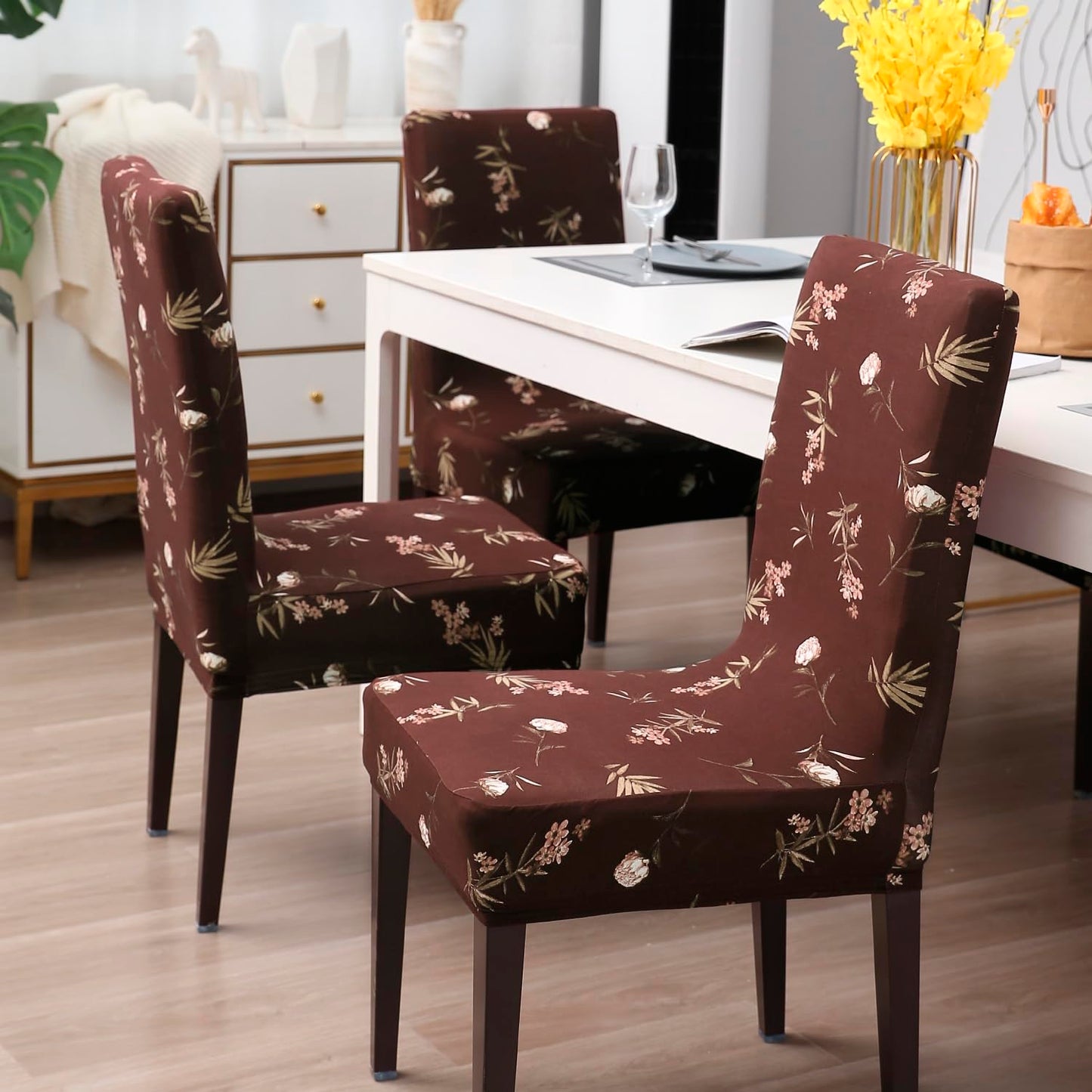 Brown Colour chair covers for dining chairs | Hokipo