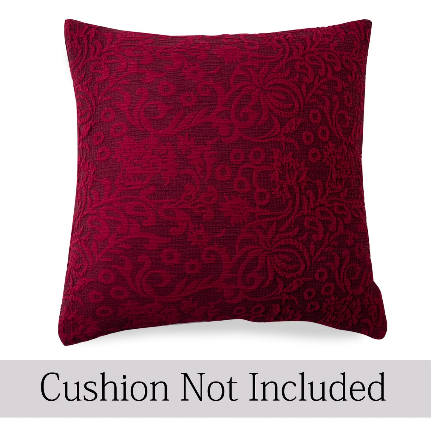 Buy Cute Wine Red Colour Woven Jacquard Zippered Square Cushion Cover - Best For Decorative and Festive Look
