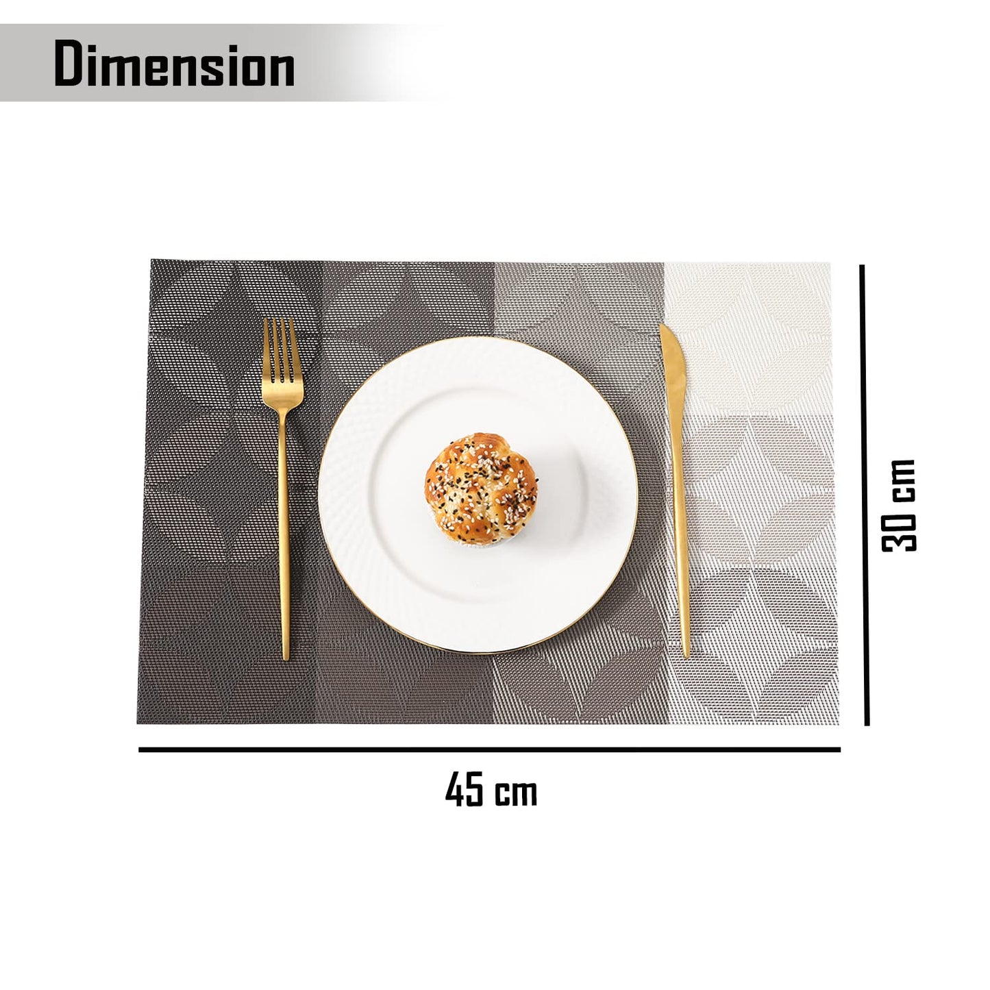PVC Dining Table Mats, Geometric Grey