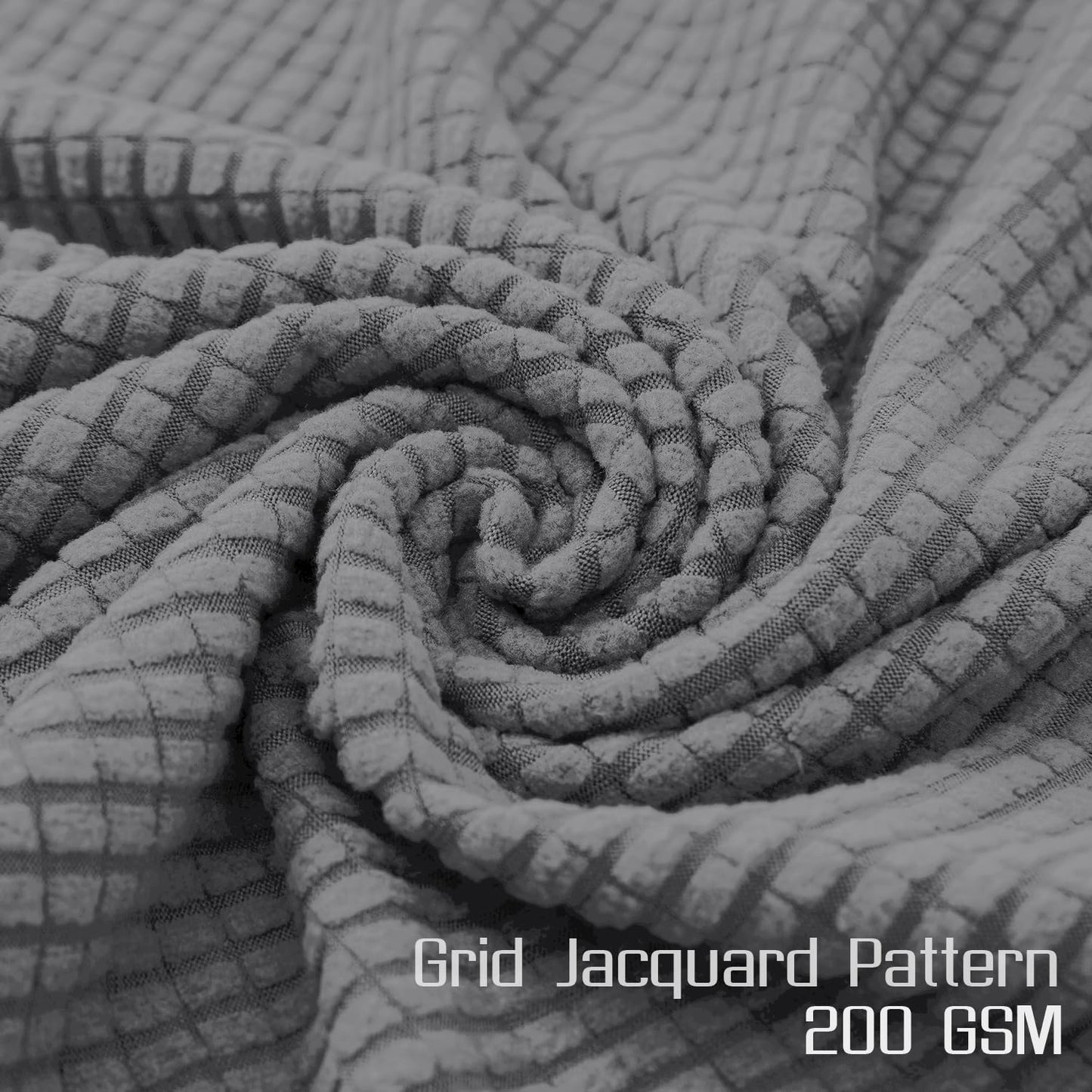 200 GSM Jacquard Set of 1/2/4/6 Dining Chair Cover, Light Grey