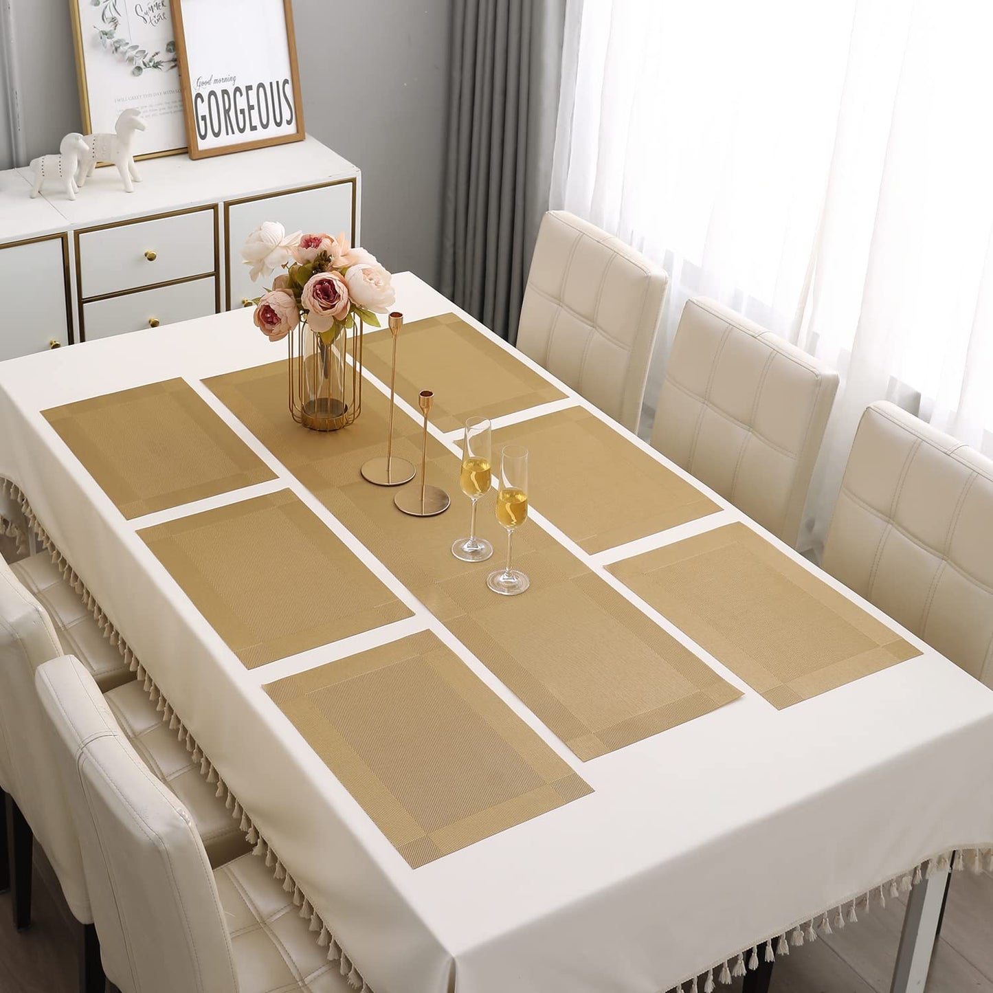 PVC Dining Table Mats, Gold