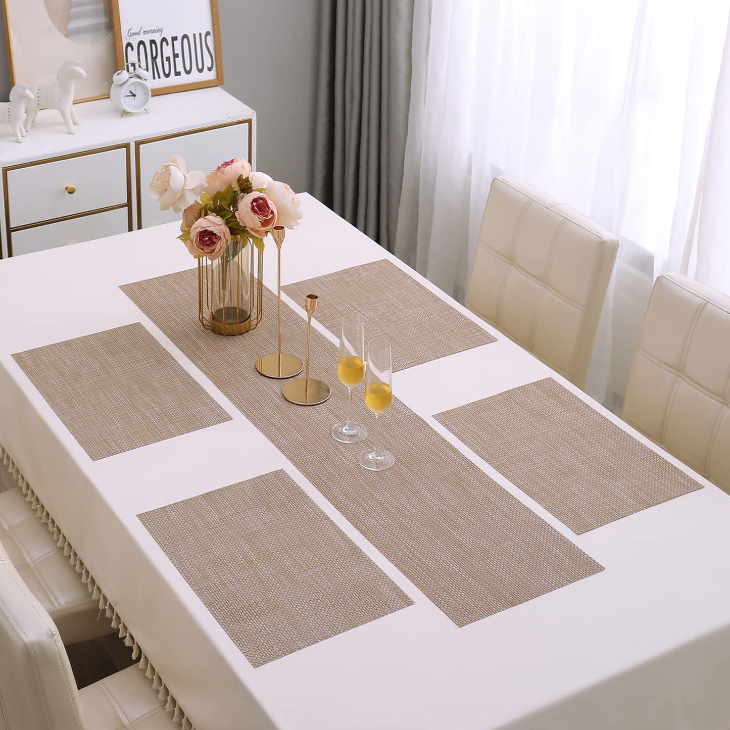 PVC Dining Table Mats, Beige