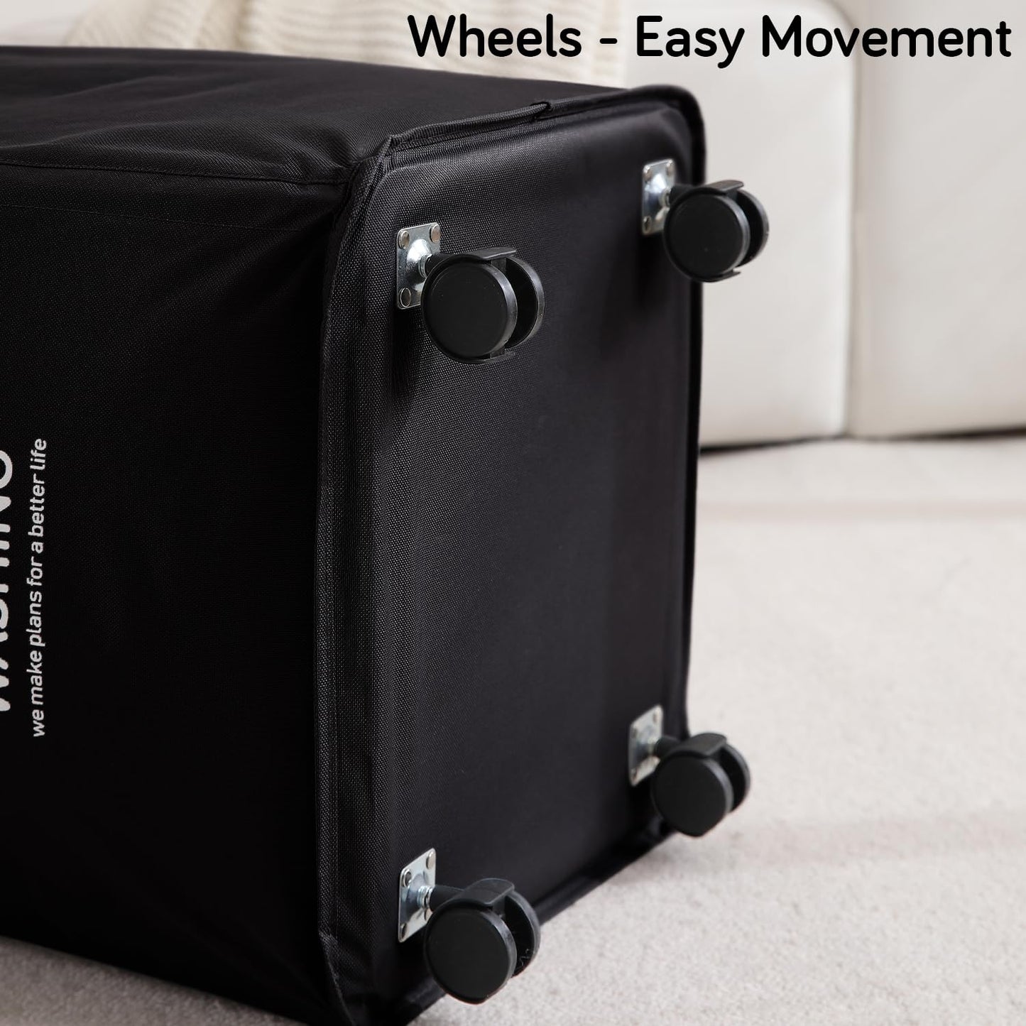Laundry Basket Bag with Wheels Hamper, Black