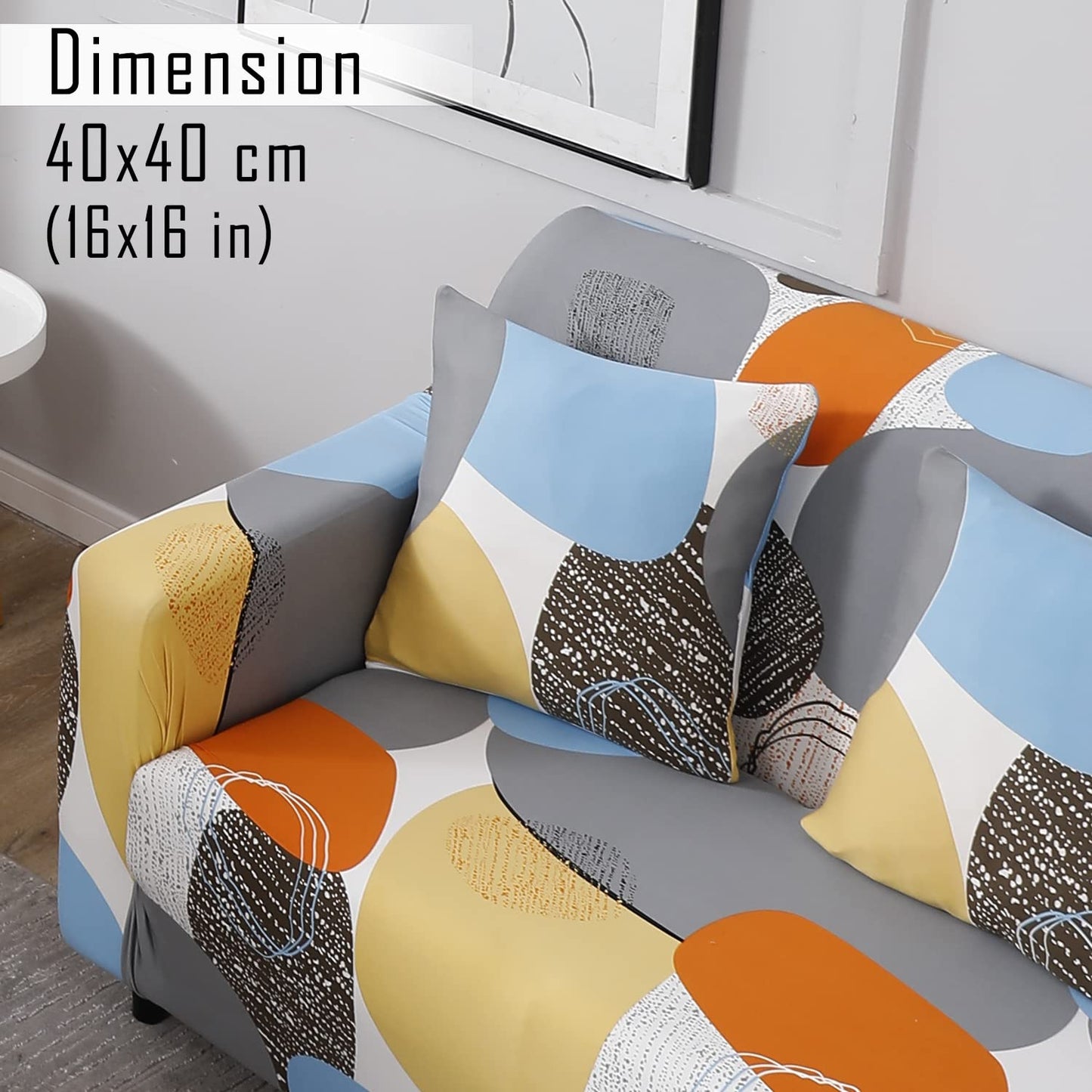 Multicolor Pebbles Print zippered sofa cushion covers set of 2