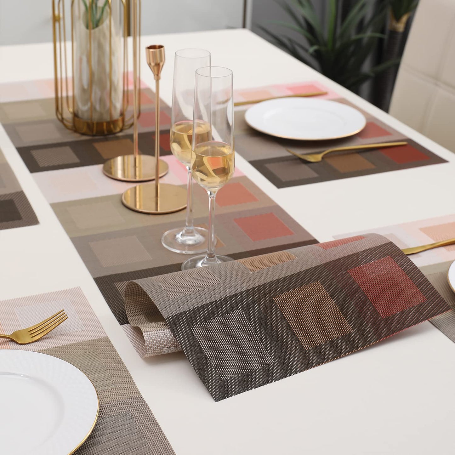 PVC Dining Table Mats, Gradient Red