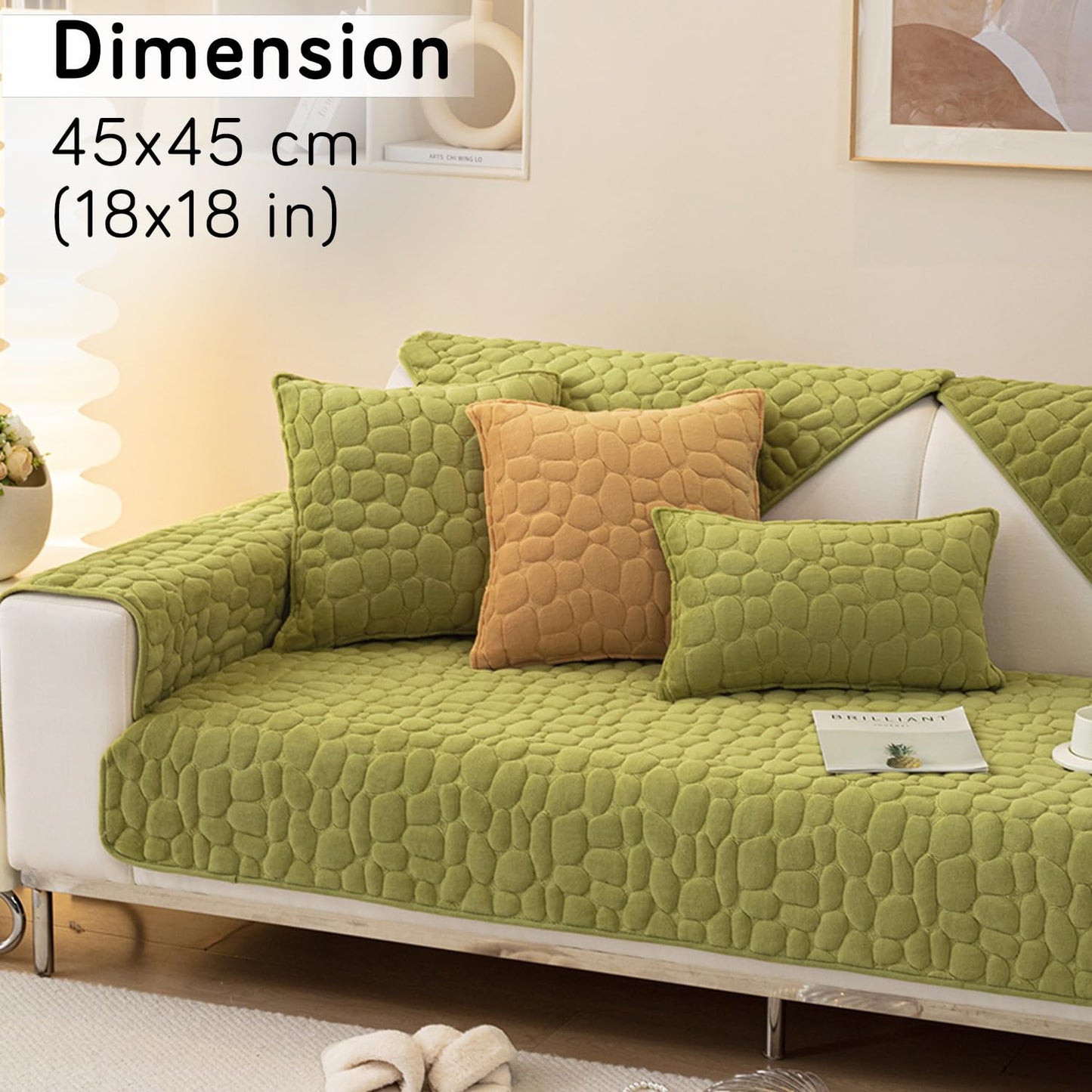Buy Pristine Green colour Zippered Pebble Texture Milk Velvet Sofa Pillow Covers