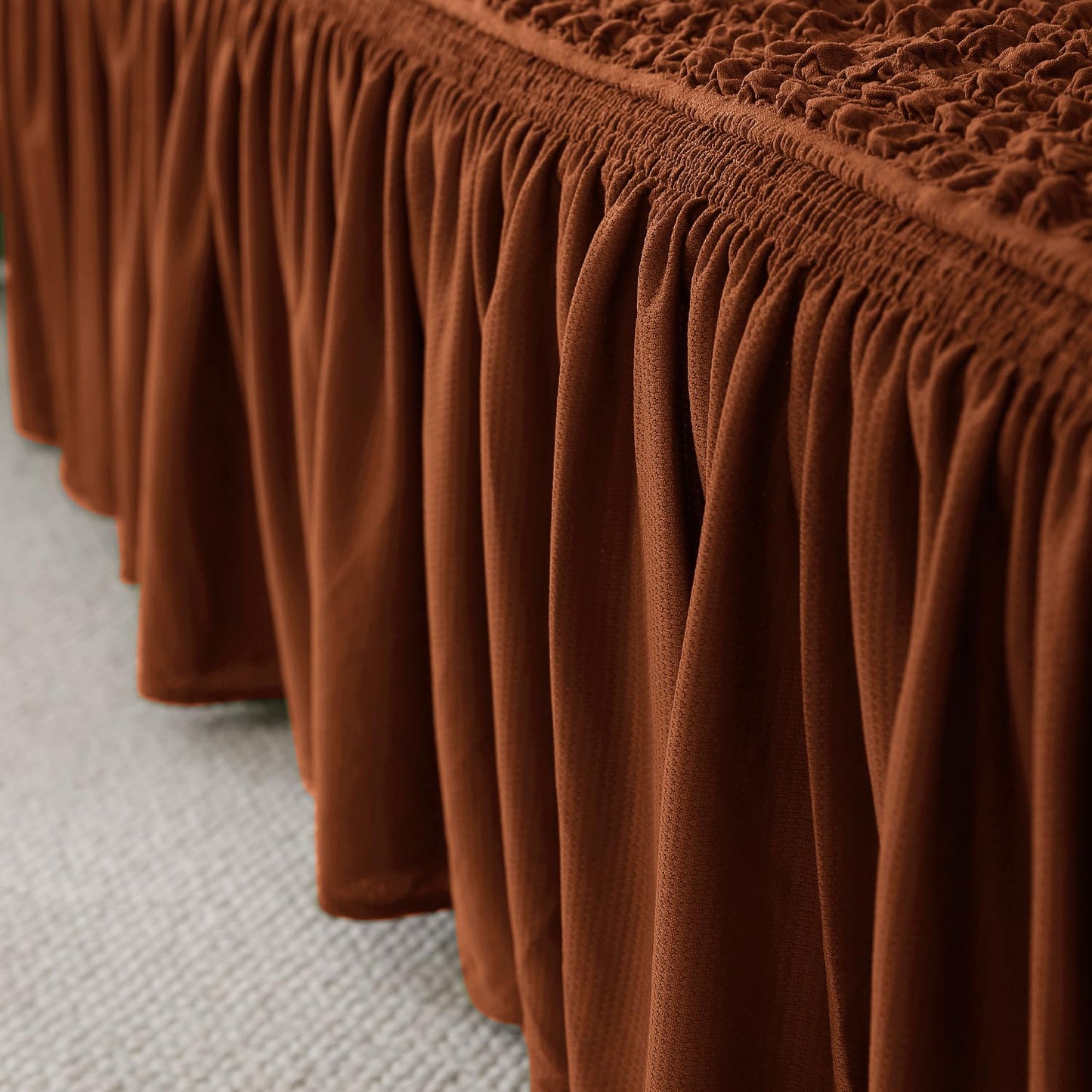 Chocolate Brown Elastic Turkish Bubble frill beautiful sofa ke cover