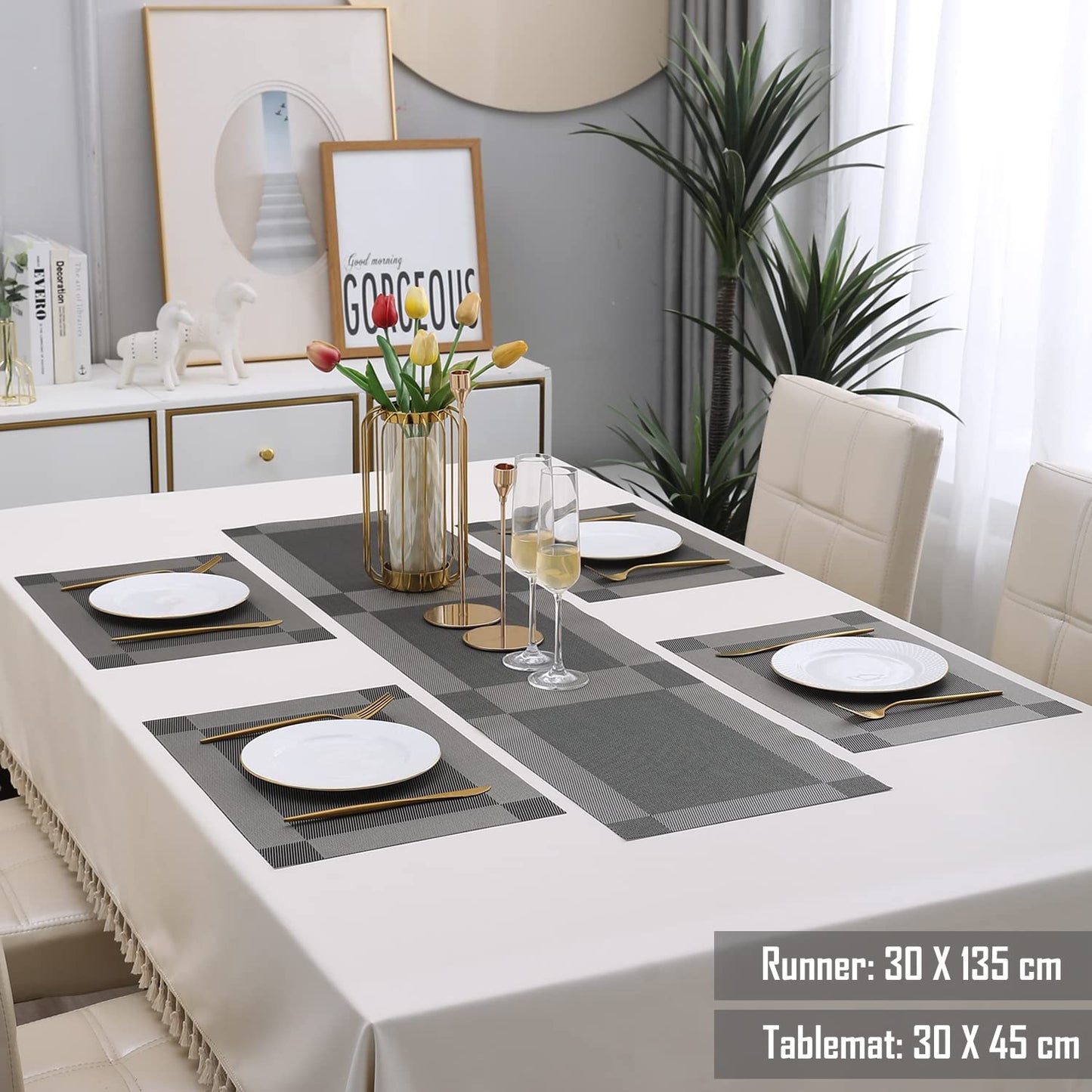 PVC Dining Table Mats, Grey
