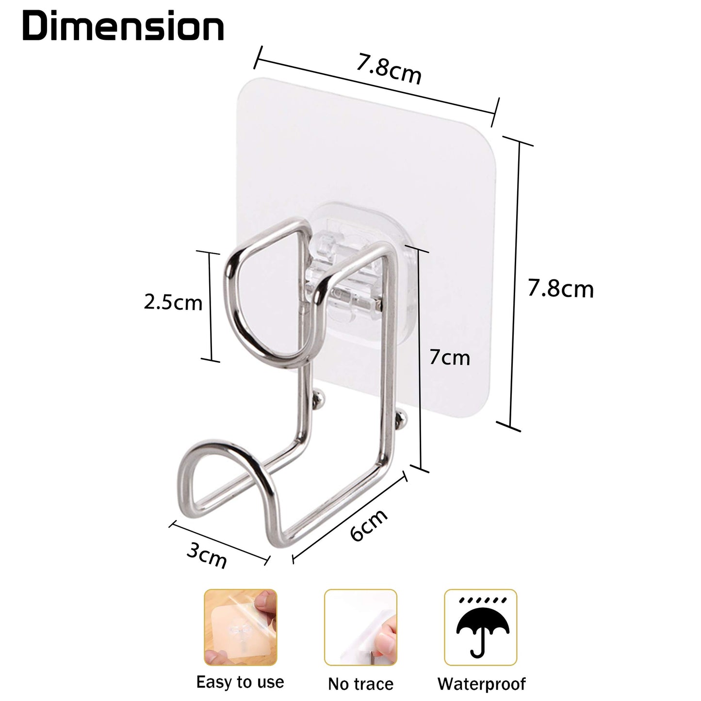Magic Sticker Series Glass Wall Adhesive L Hooks With Load Capacity 5 Kg Each - Pack Of 1/2/4, Silver
