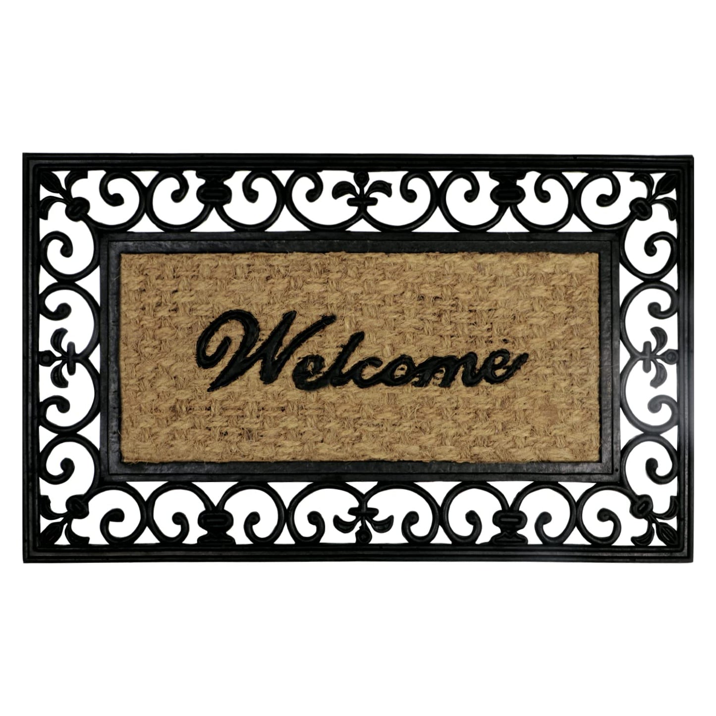 Natural Coco Coir Rubber Doormats for Home Entrance, Welcome Design, 45x75 cm