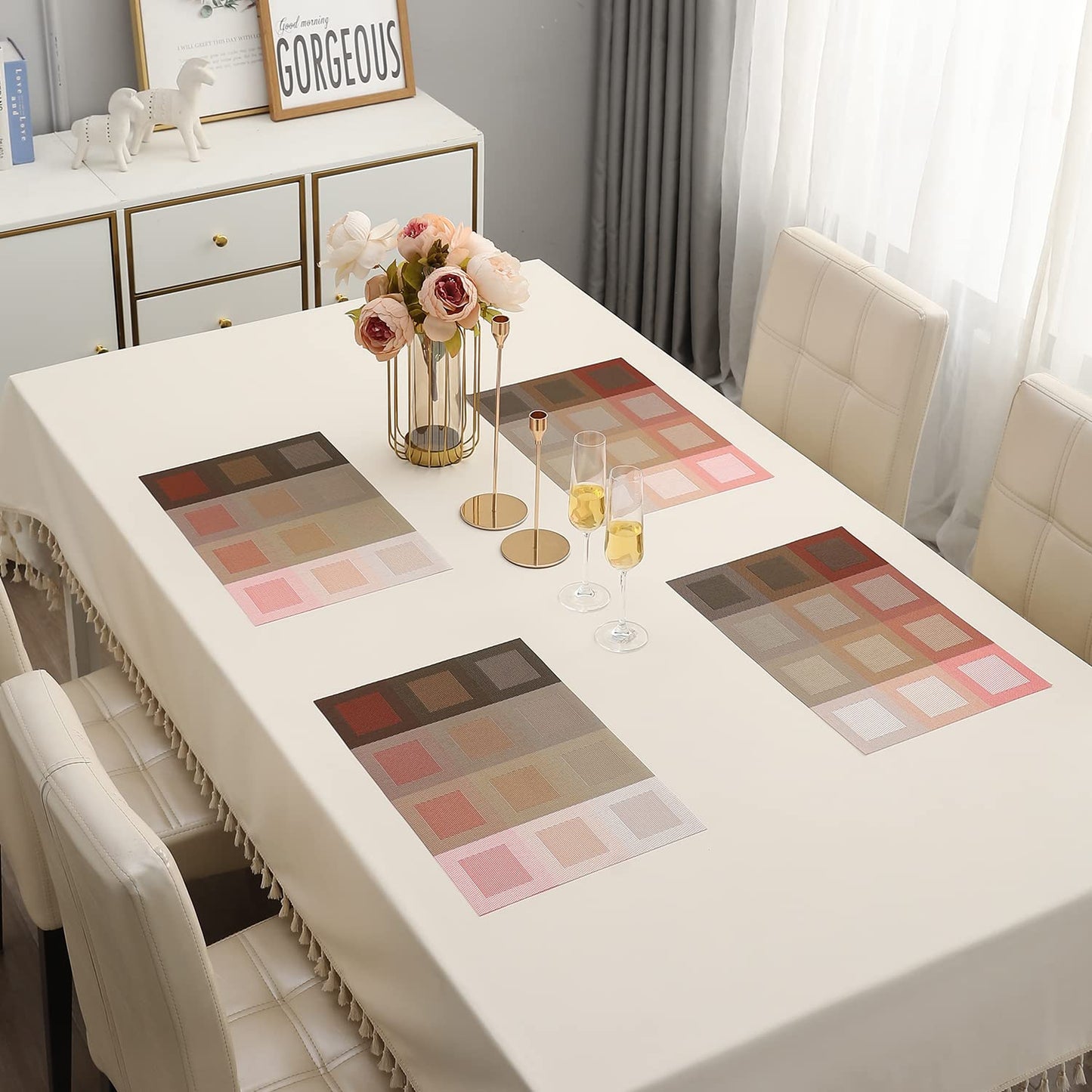 PVC Dining Table Mats, Gradient Red