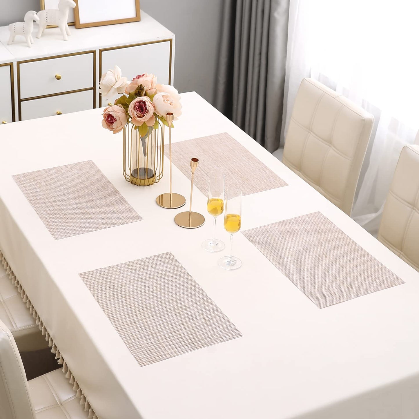 PVC Dining Table Mats, Beige