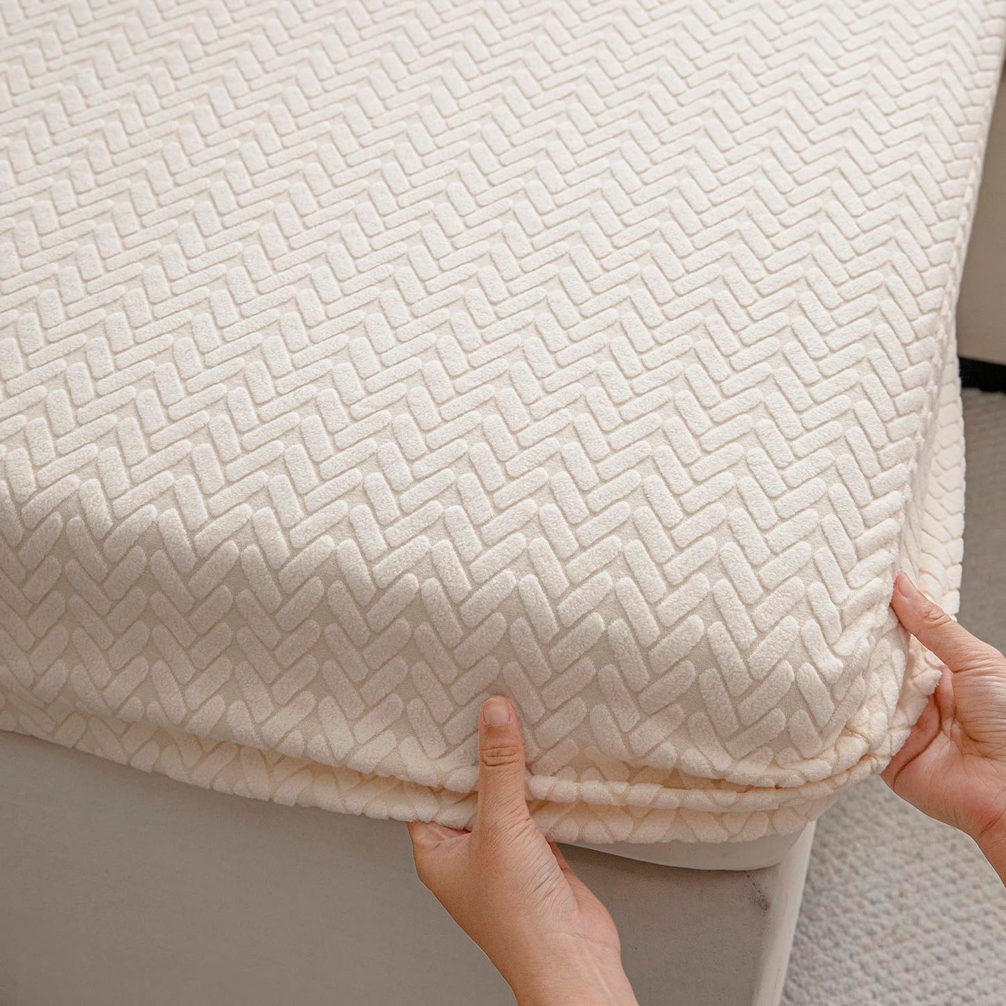 Stretchable Thick Jacquard Textured Seat Couch Cushion Cover for 1/2/3 Seaters, Beige