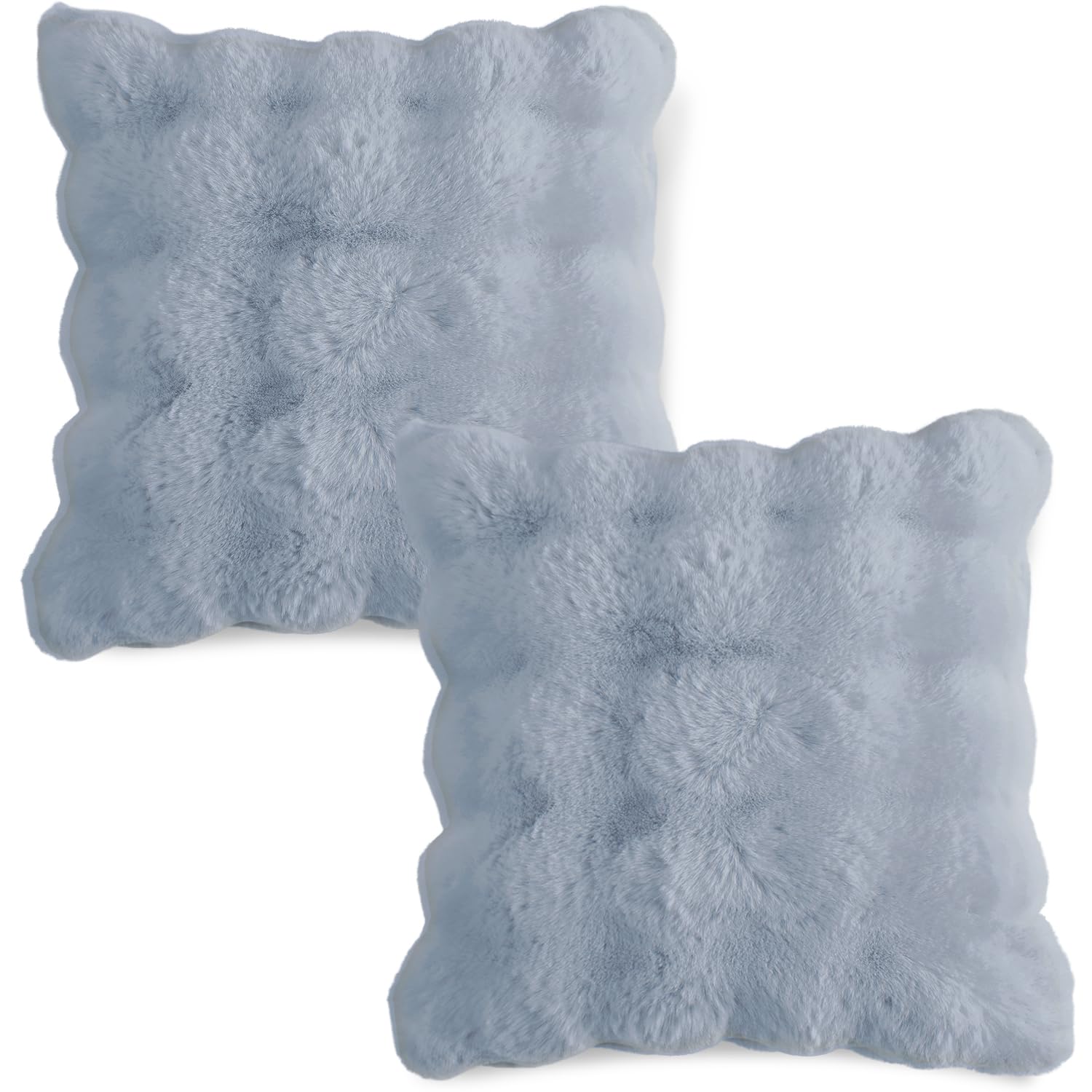 Buy cute Charm Blue colour Zippered faux rabbit fur Pillow Covers