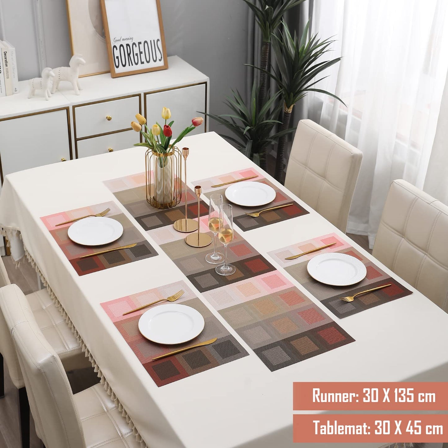 PVC Dining Table Mats, Gradient Red