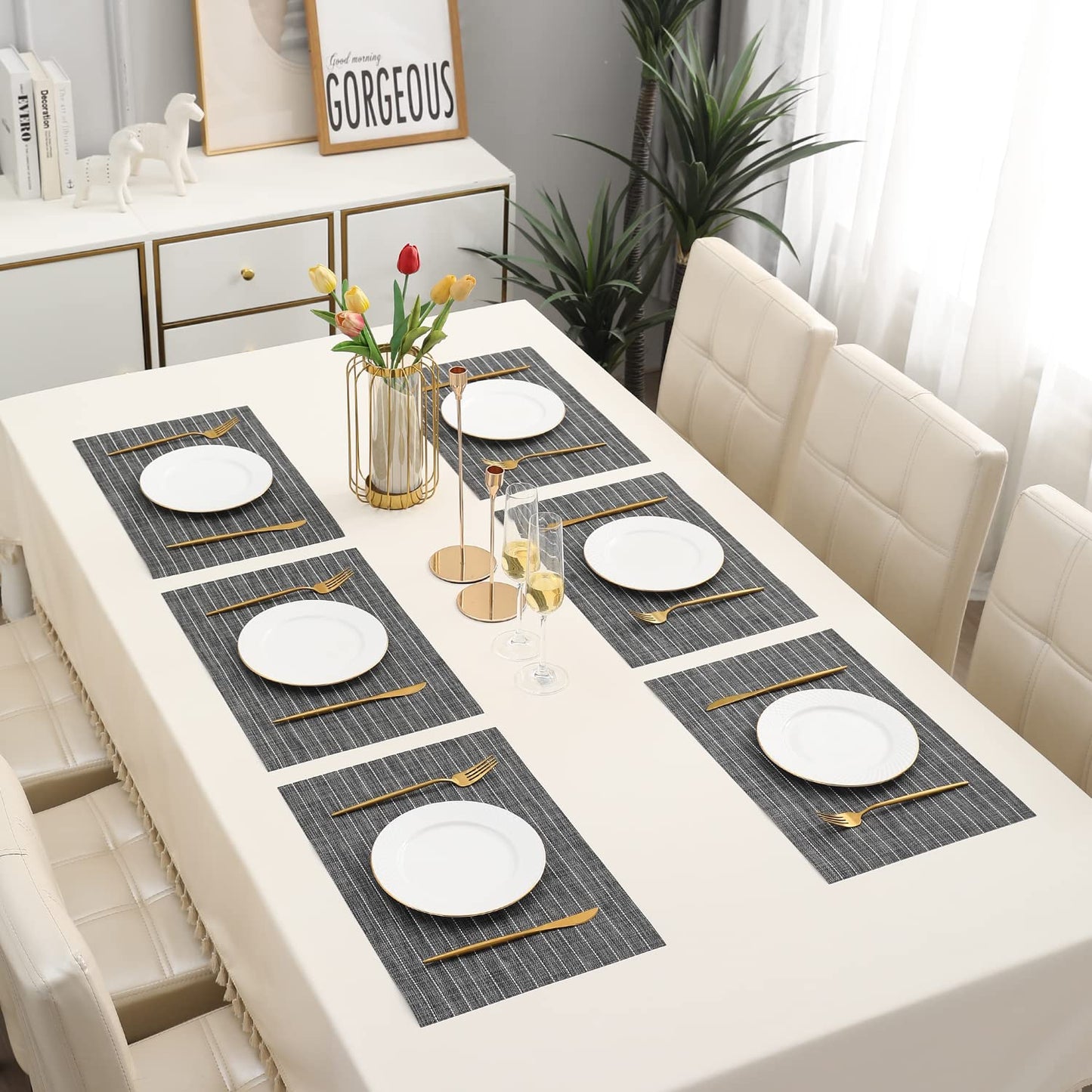 PVC Dining Table Mats, Grey
