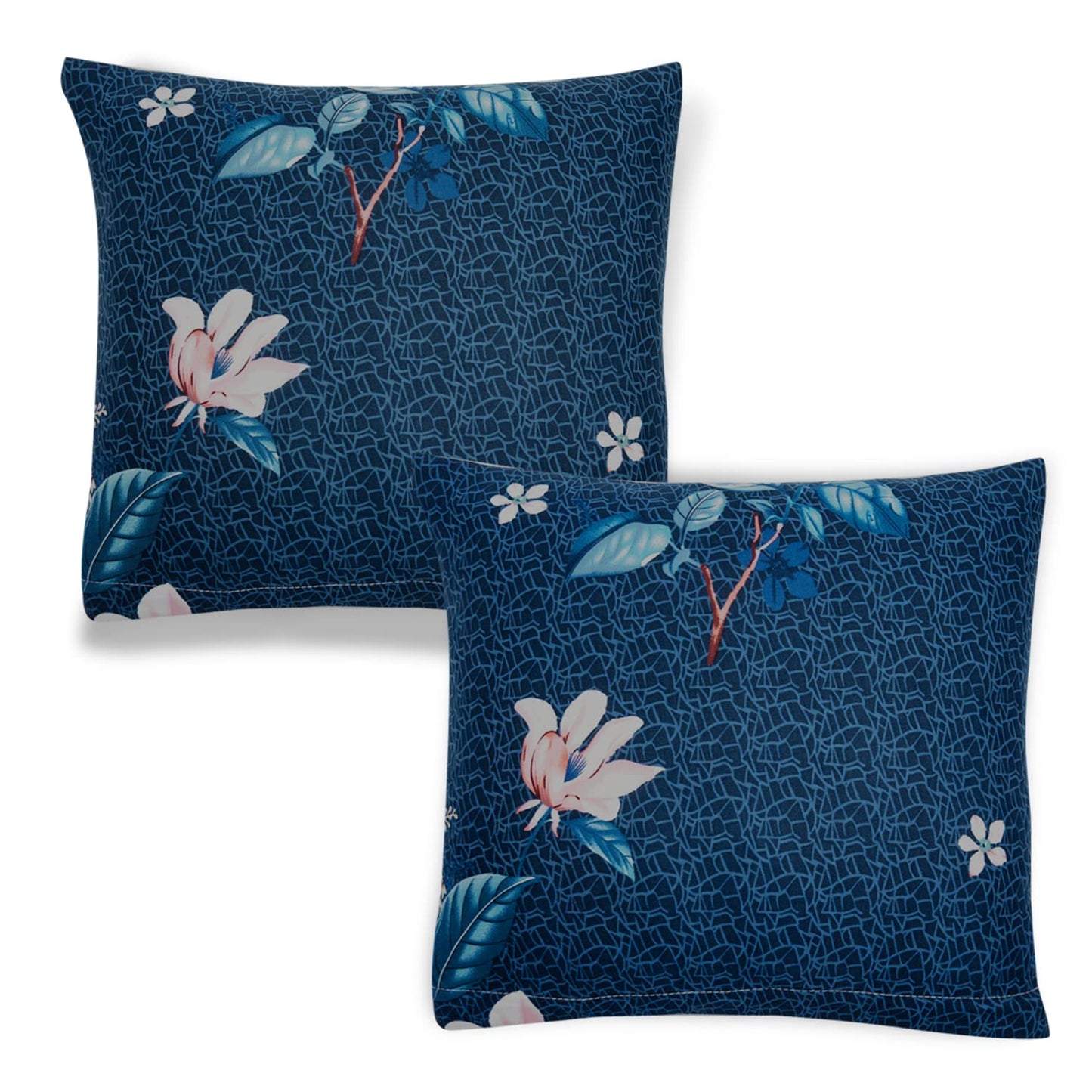 Elastic Stretchable Printed Sofa Cover and Cushion Cover, Blue Mixed Flowers
