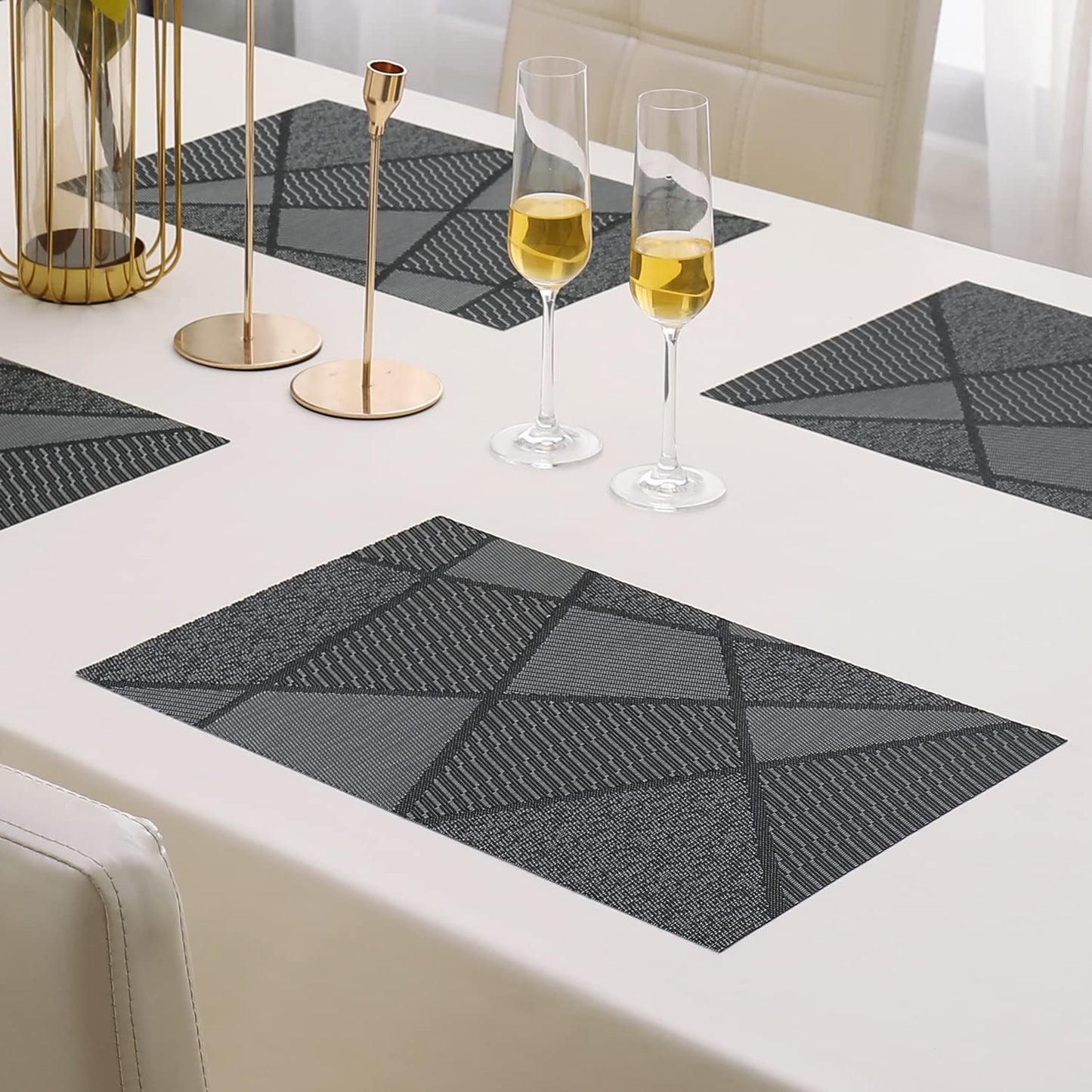 PVC Dining Table Mats, Abstract Black