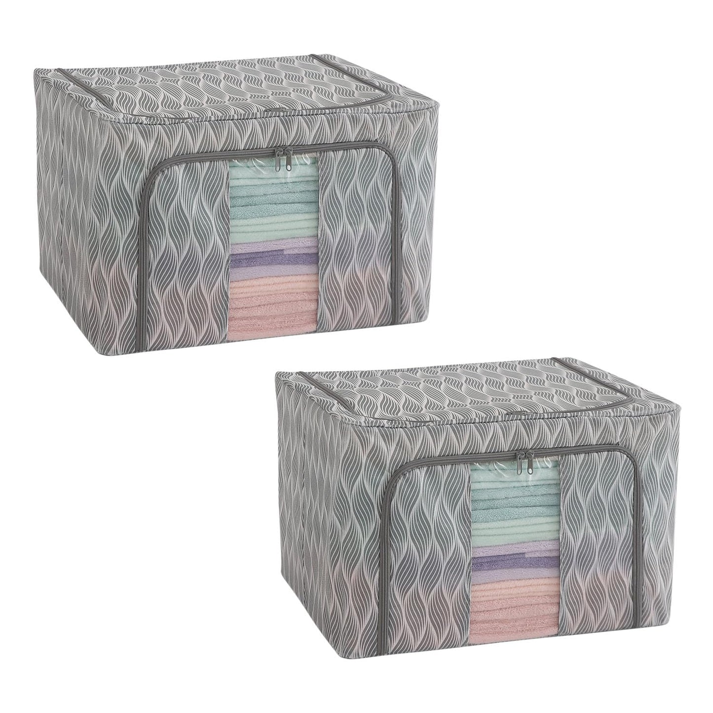 Sturdy, Stackable and Moisture Resistant Non-Woven Cloth Organiser for Storage, Grey
