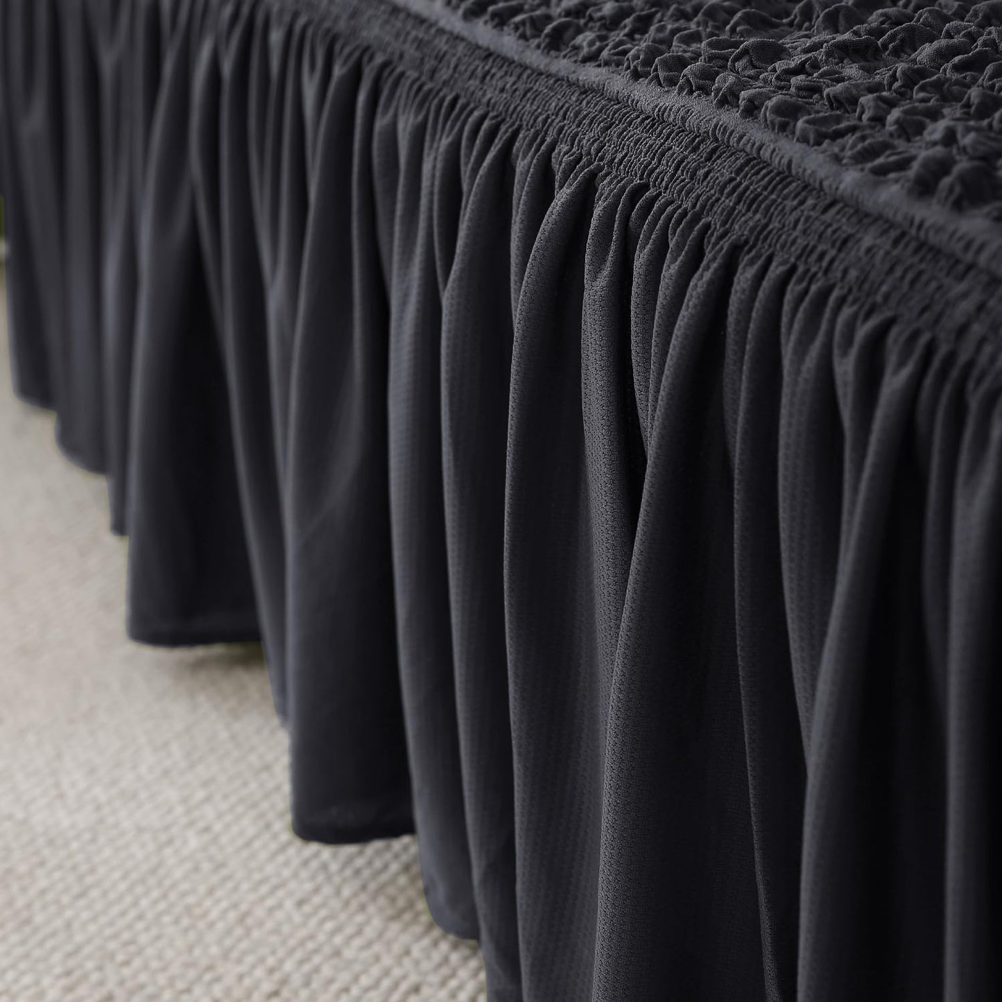 Anchor Grey Elastic Turkish Bubble frill beautiful sofa ke cover