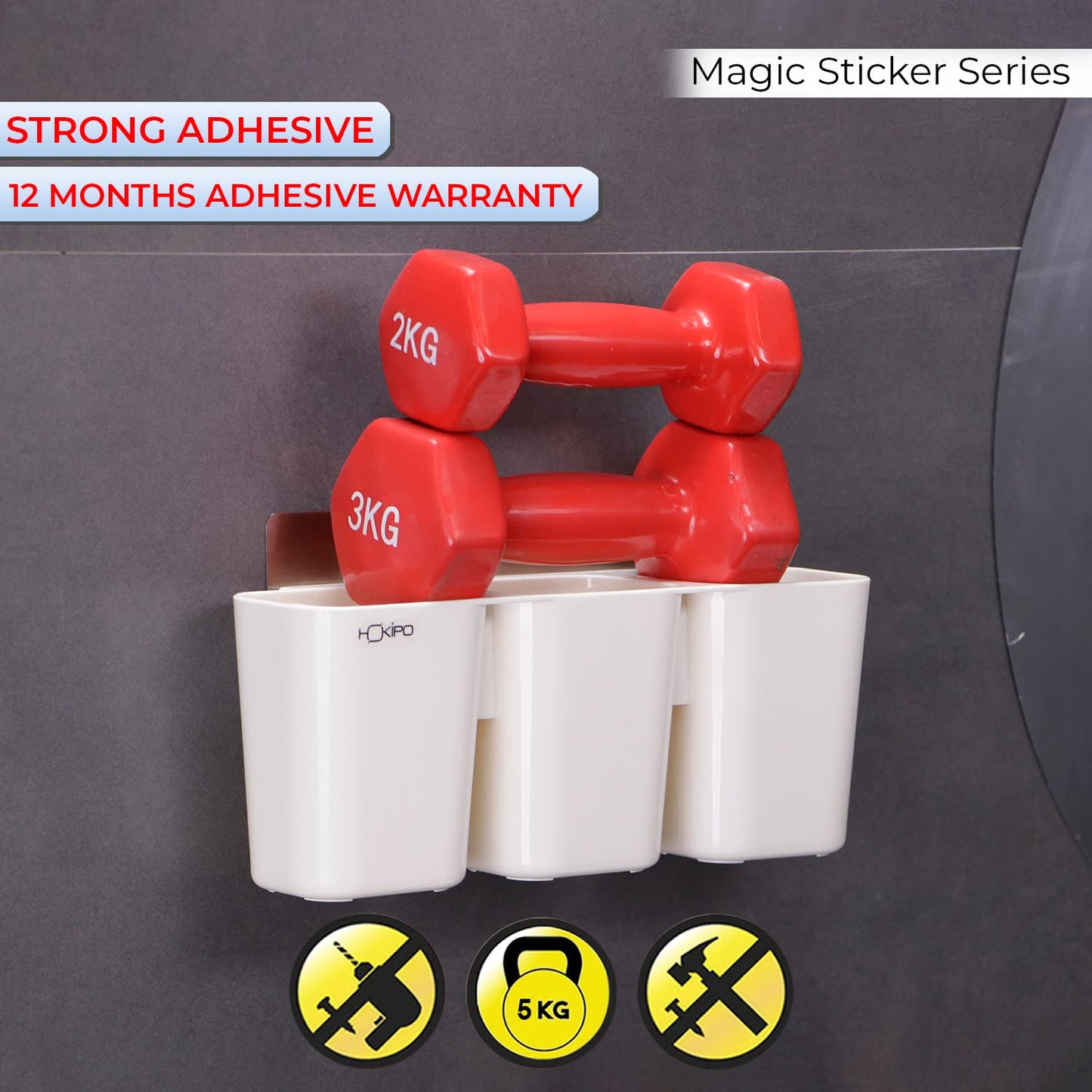 Magic Sticker Series Self-Adhesive Wall Mounted Cutlery Holder For Kitchen (White, Plastic), Floating Shelves, Standard