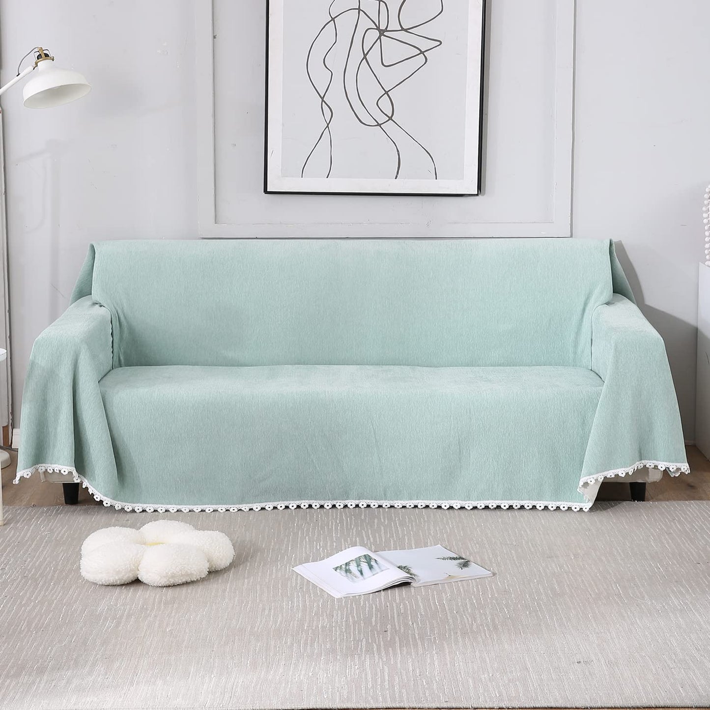 HOKIPO Chenille Sofa Couch Slipcover, Mint for 1/2/3 Seater