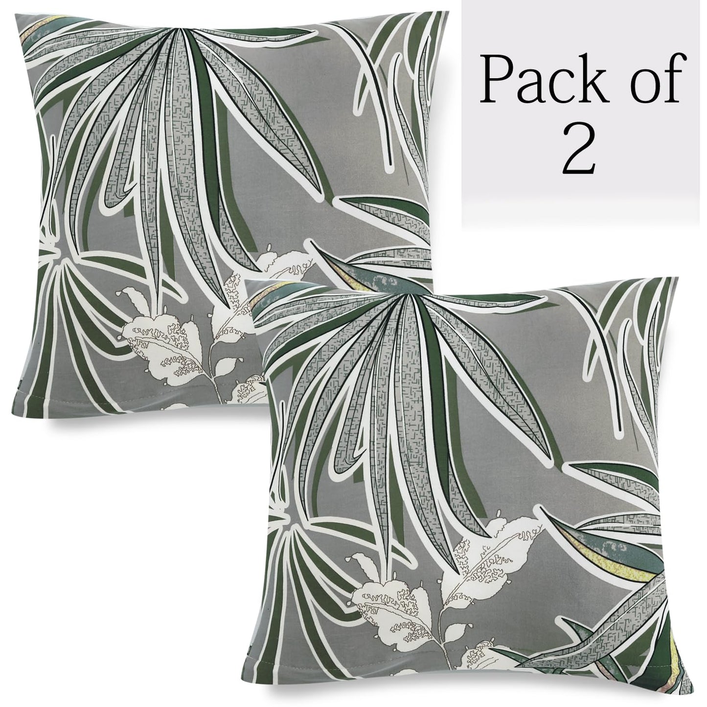Stretchable Pack of 2 Cushion Cover 16x16, Frost Grey Marginata