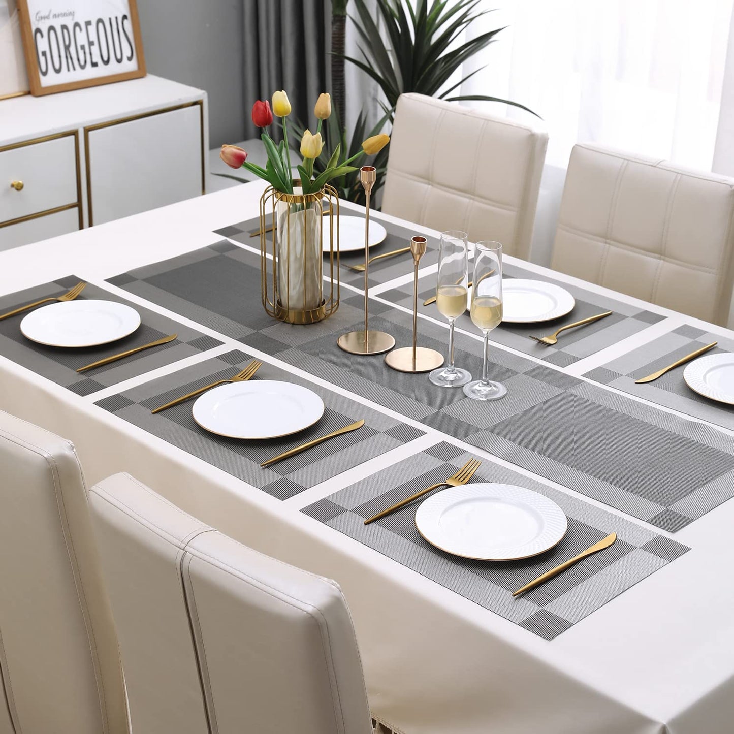 PVC Dining Table Mats, Grey