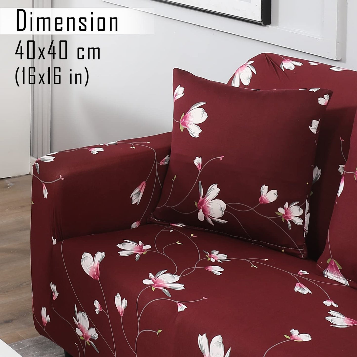 Wine Red Flowers Print zippered sofa pillow covers Set of 2