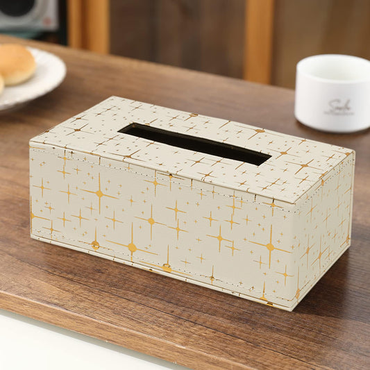 Buy Cream Faux Leather Large Tissue Paper Box | HOKIPO