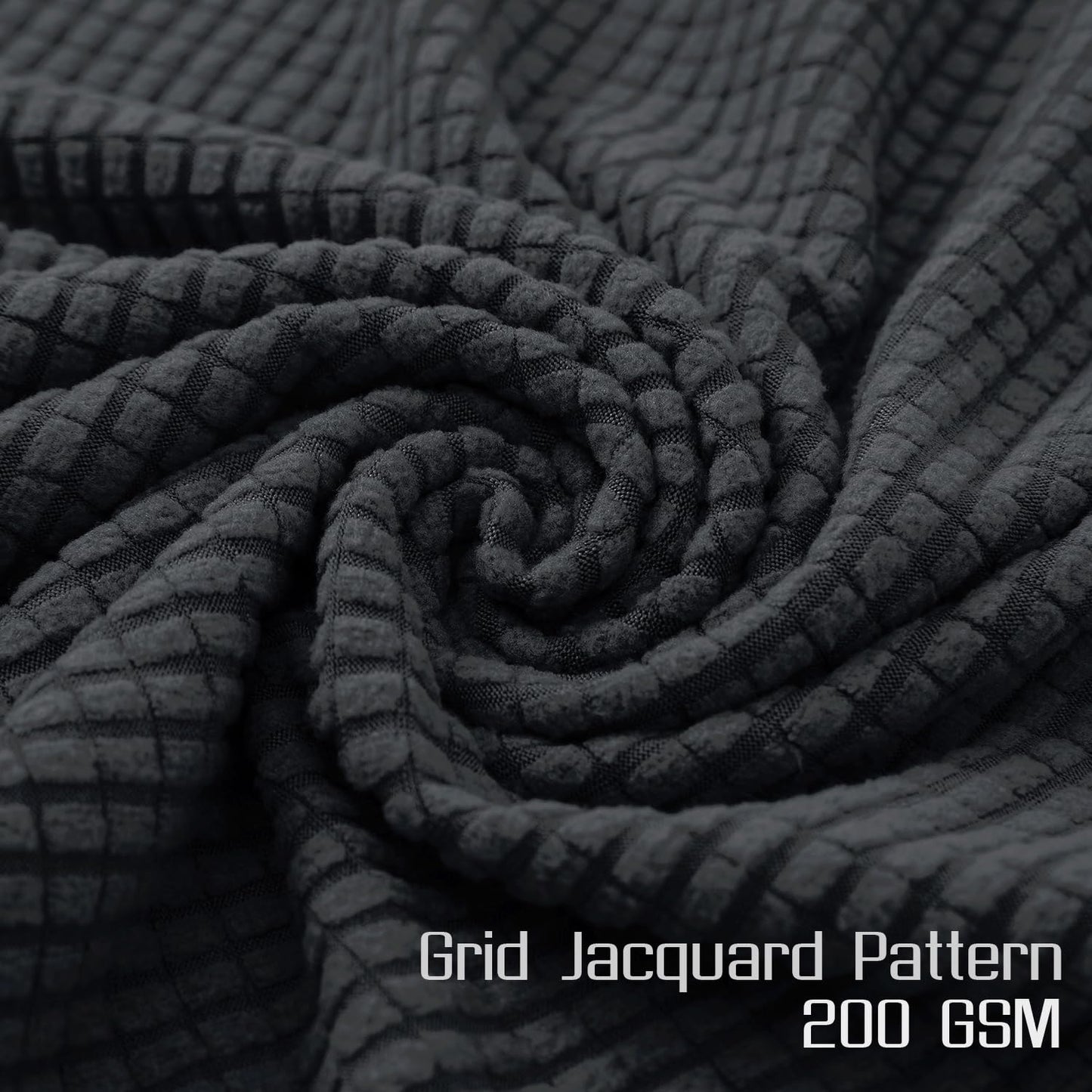 200 GSM Jacquard Set of 1/2/4/6 Dining Chair Cover, Dark Grey