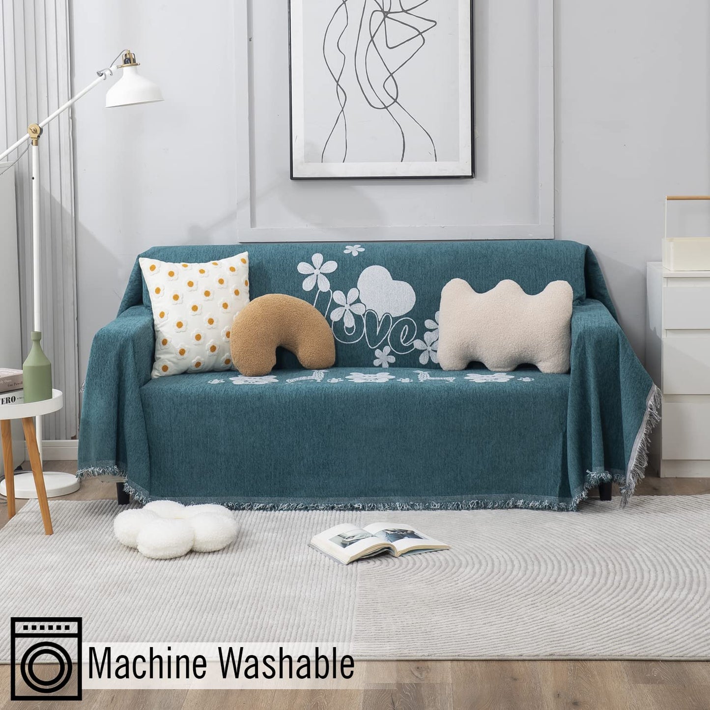 Thick, Soft and Pet Friendly Chenille Sofa Cover Throw,
