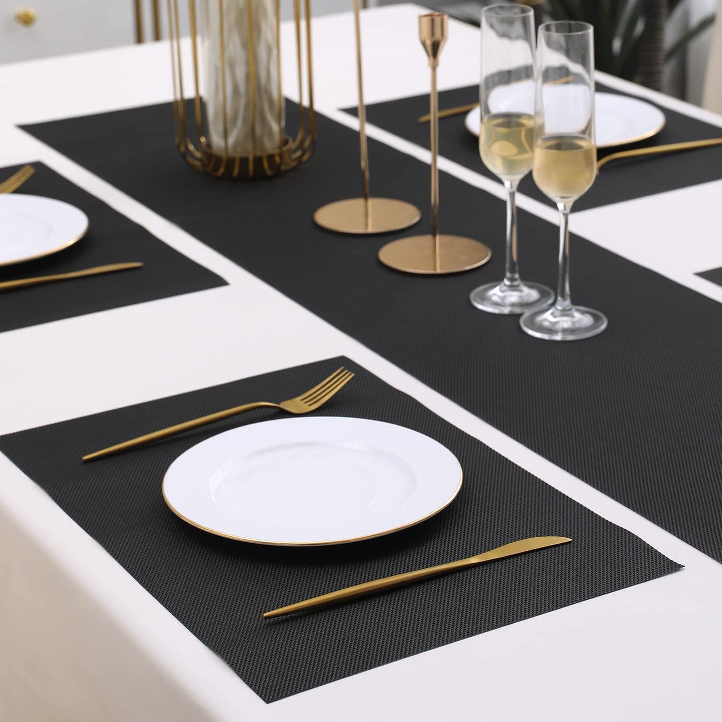 PVC Dining Table Mats, Jet Black
