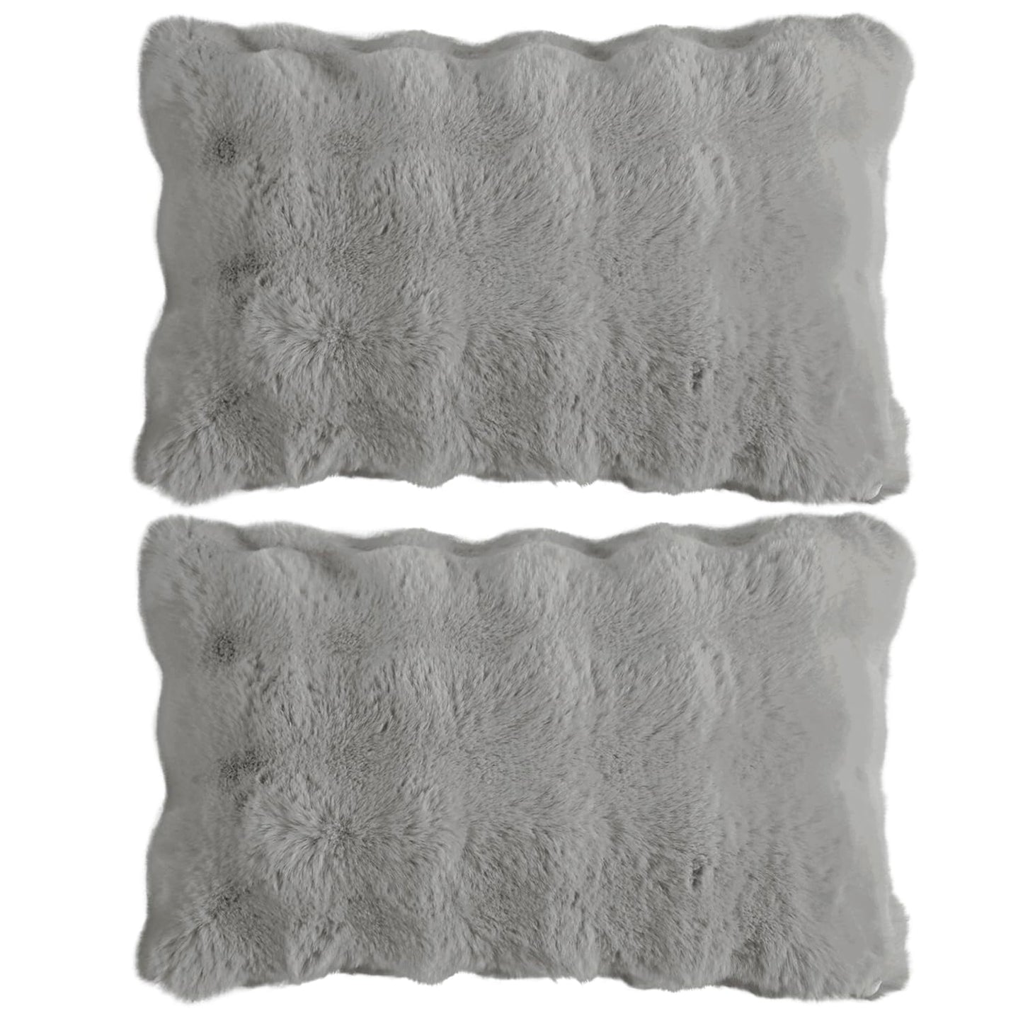 Buy cute Cool Grey colour Zippered faux rabbit fur Pillow Covers