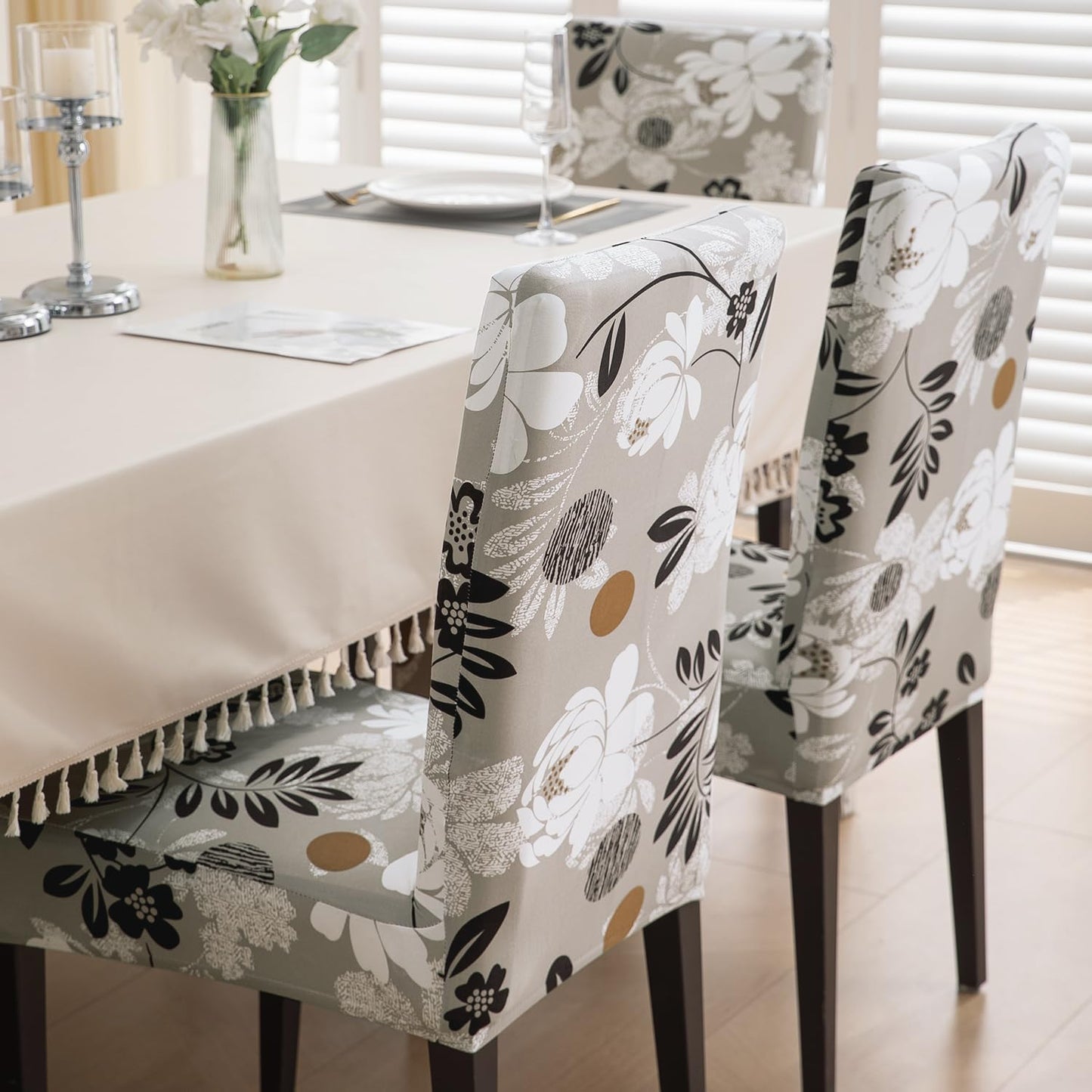 Feather Brown Floral Print stylish chair cover